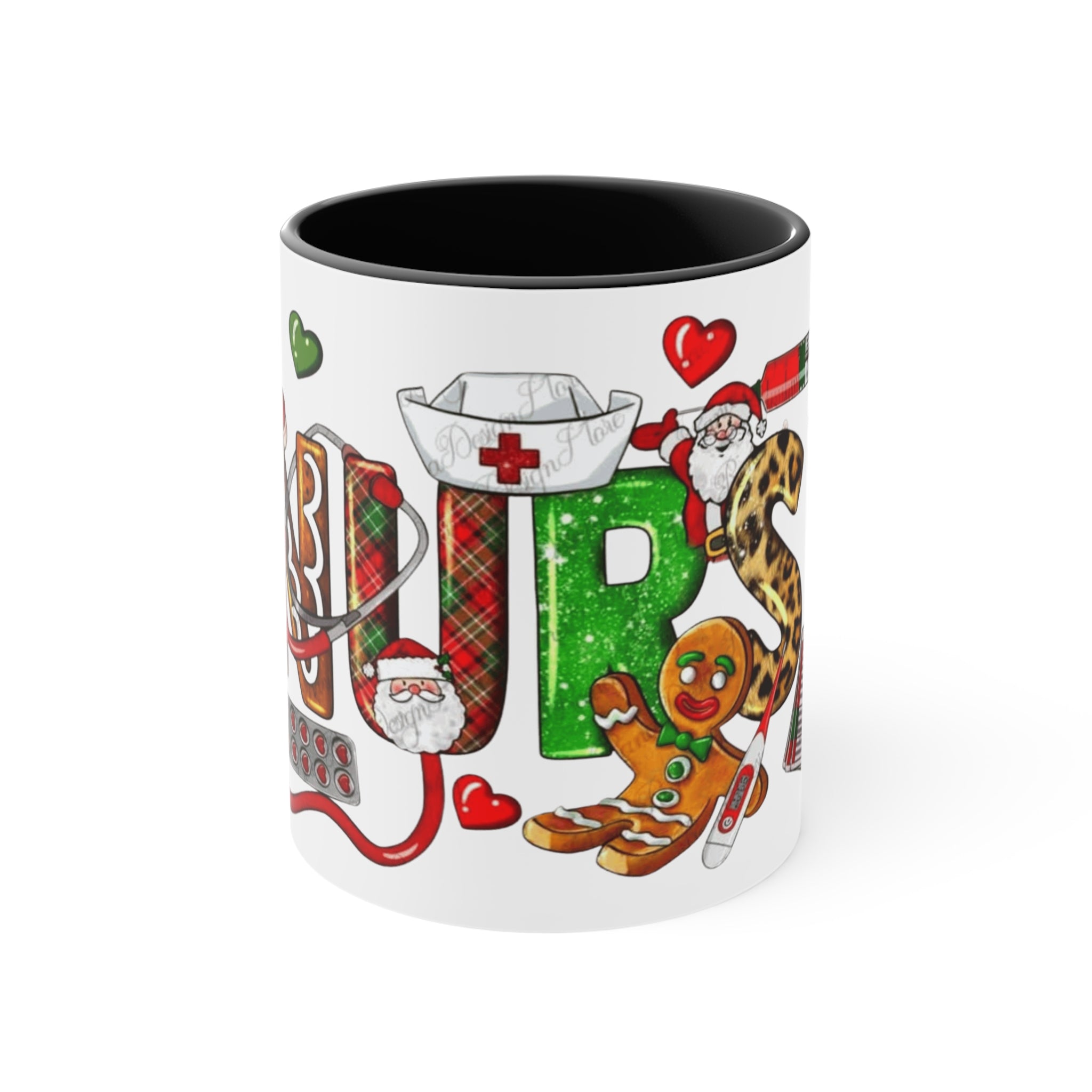 Christmas Nurse Accent Mug — Festive Healthcare Holiday Coffee Cup with Gingerbread & Candy Cane Design Medical Christmas Mug