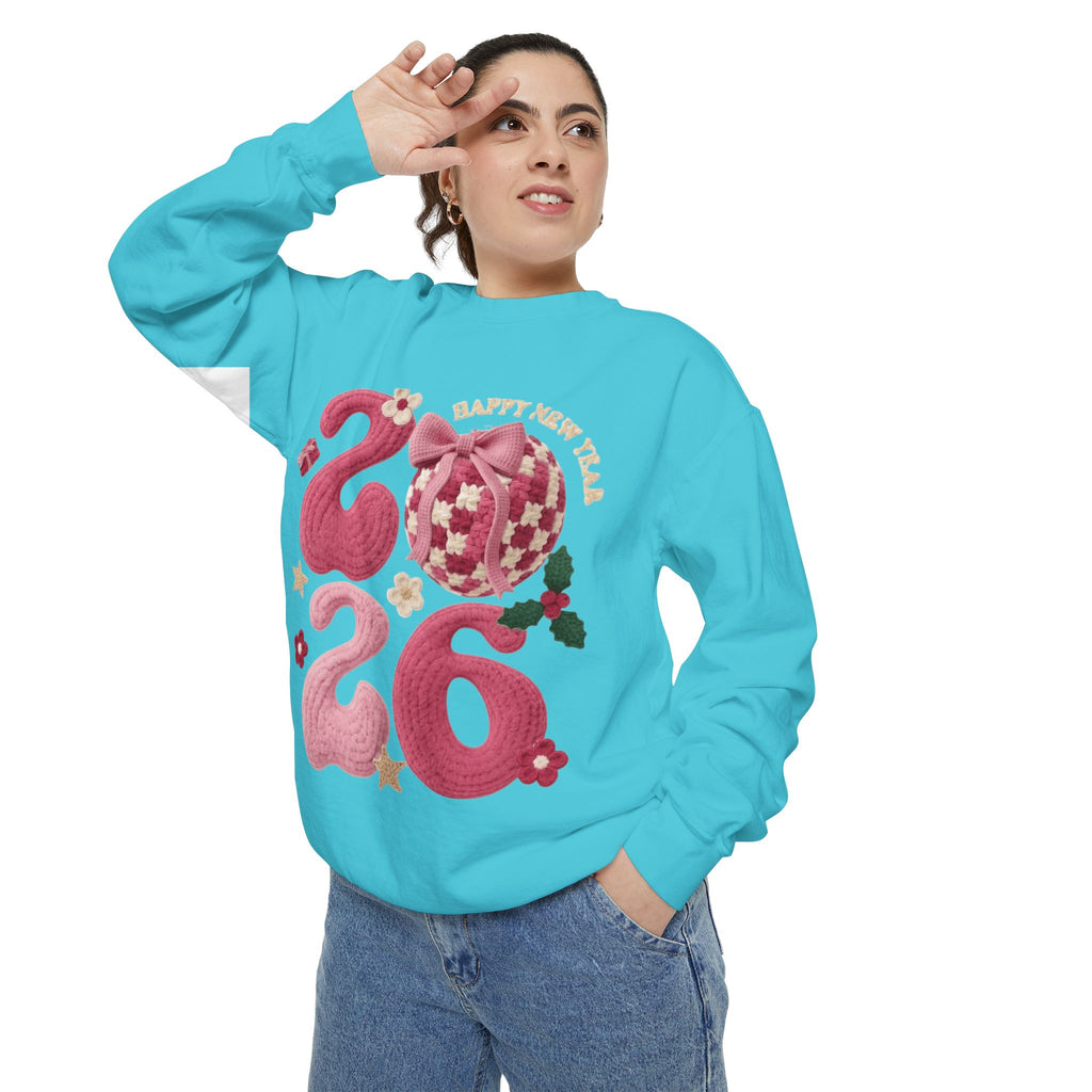 Happy New Year 2026 Sweater  Pink Festive Graphic Sweatshirt