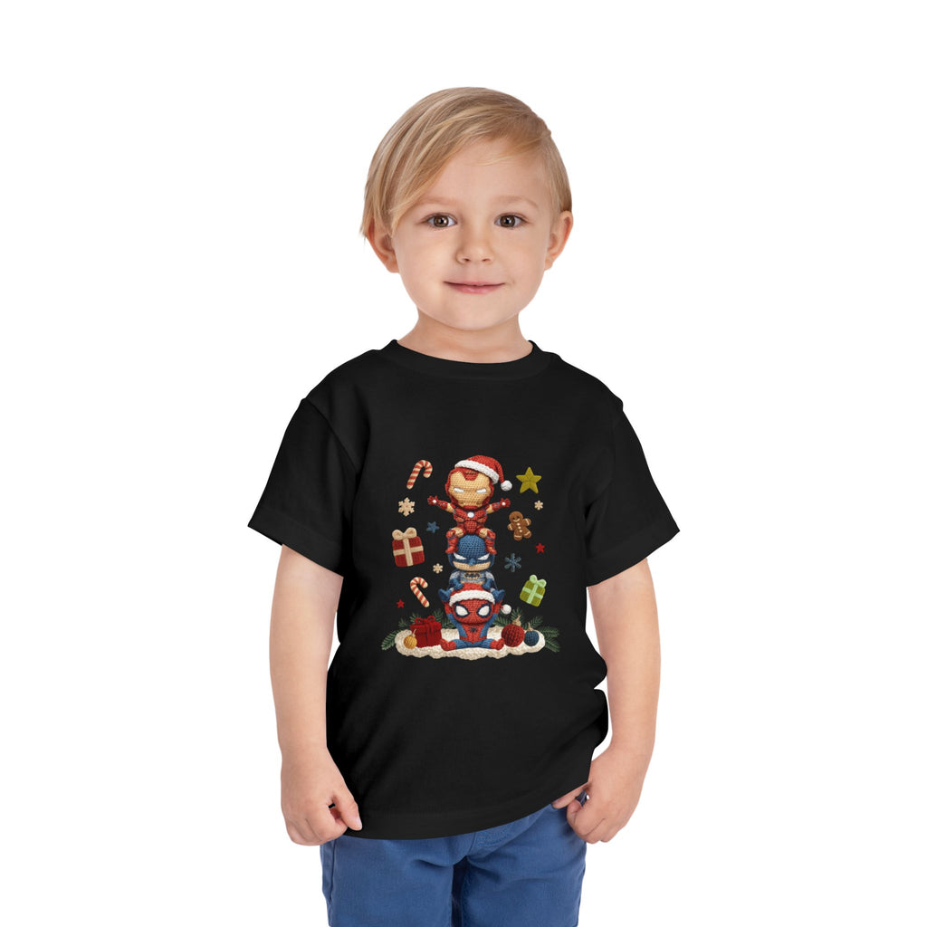 Toddler Tee  Cute Stacked Superhero Christmas Pile christmas kids collection