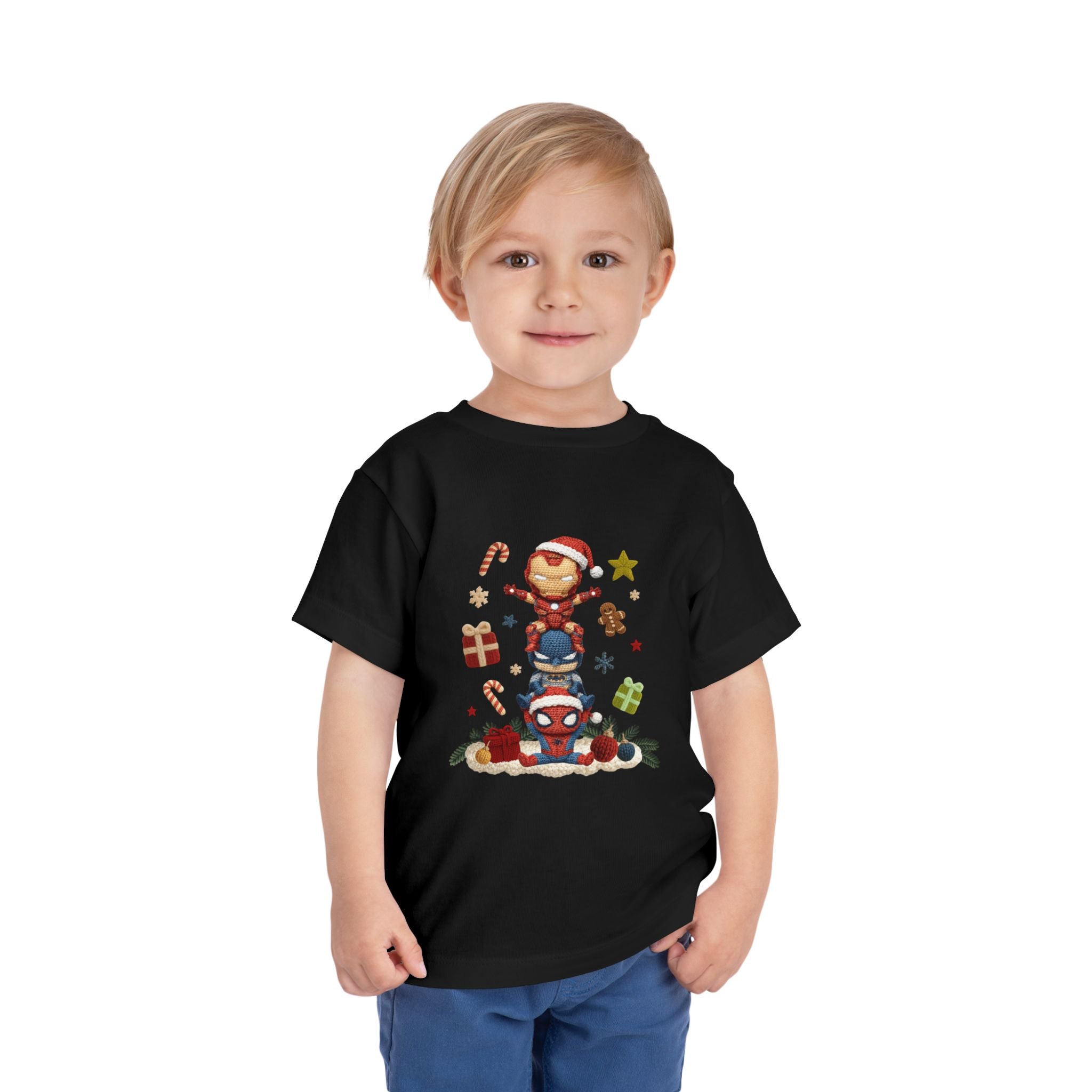 Toddler Tee  Cute Stacked Superhero Christmas Pile christmas kids collection