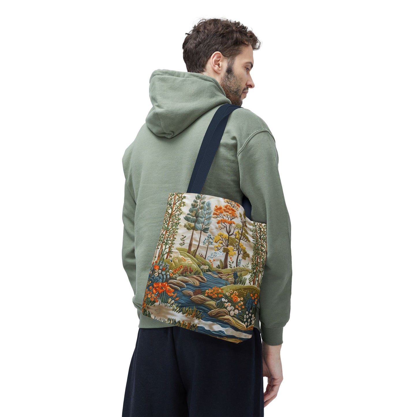 Scenic Meadow Tote Crochet-Decorated Tote Bags