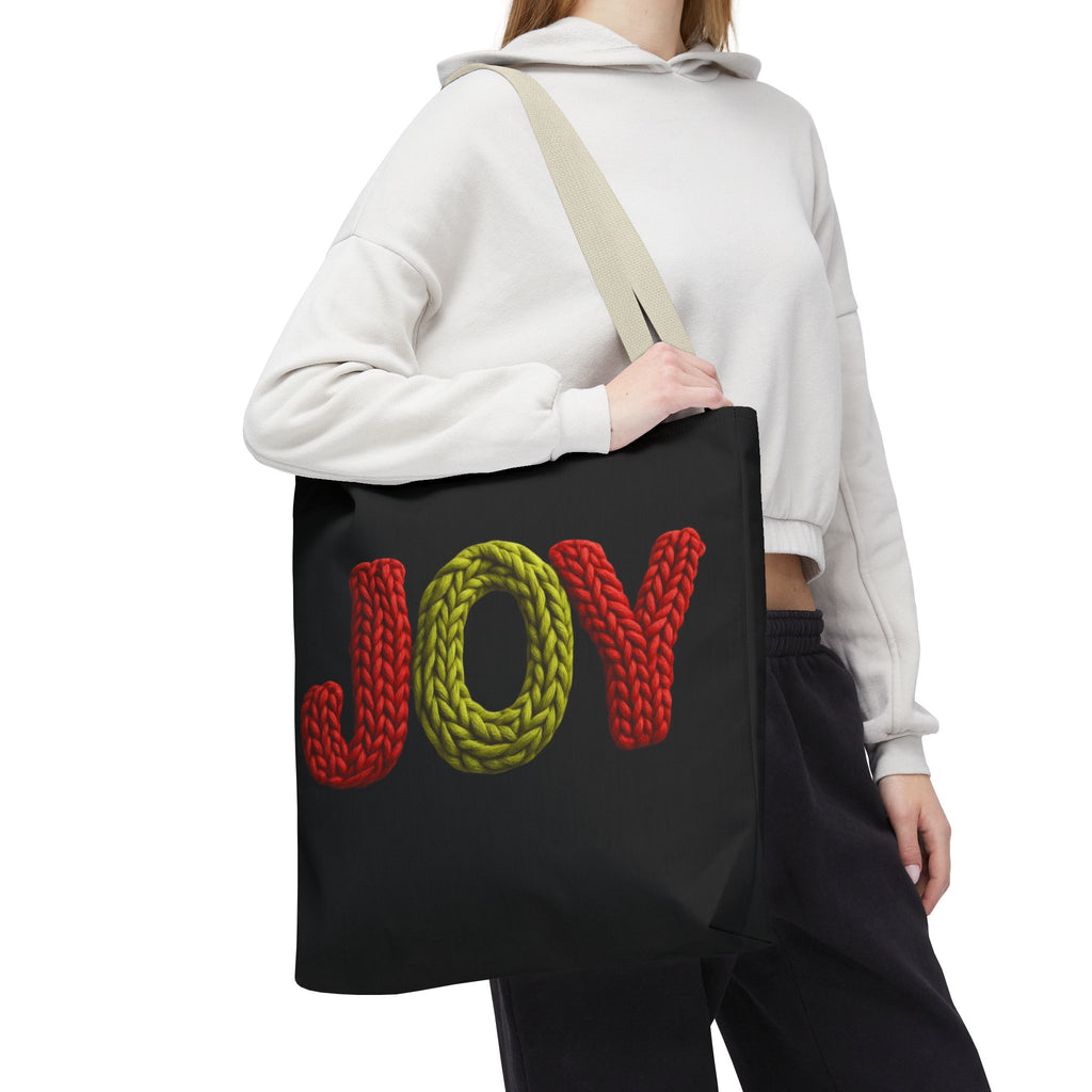 Christmas Tote Bag  Festive Holiday DesigJoy Knit Tote Bag  Colorful 'JOY' Yarn Design, Cozy Holiday Gift Tote