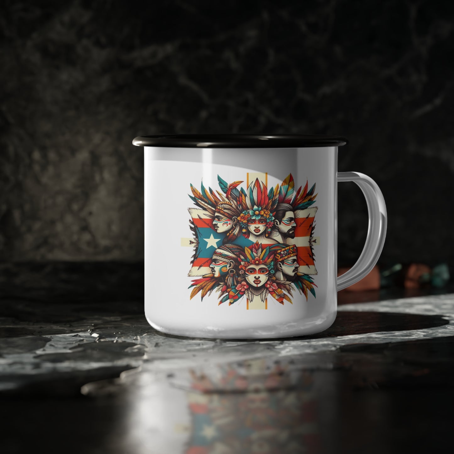 Puerto Rican Flag Mug Enamel Camp Cup