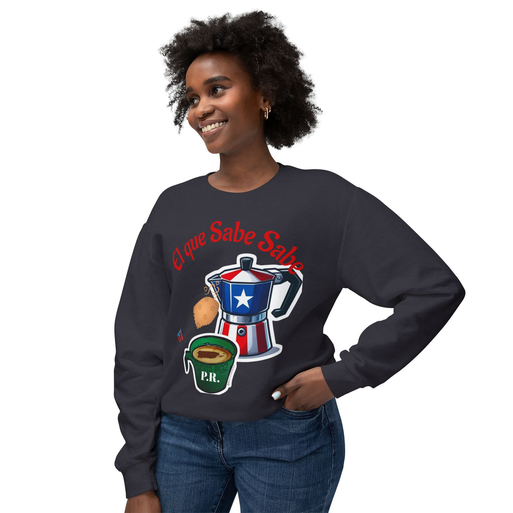 Crewneck Sweatshirt — "El que Sabe Sabe" Puerto Rico Coffee Design