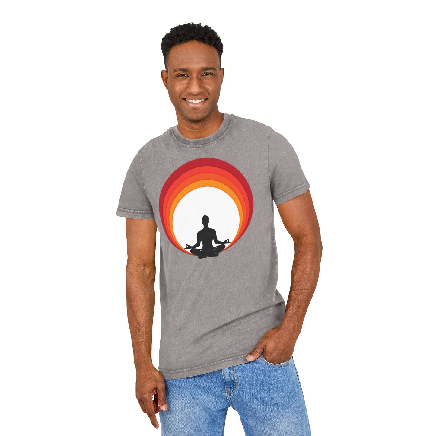 ✨ Let your outfit reflect your inner peace. Meditation Acid Washed Tee, Vintage Yoga Shirt, Relaxation Apparel, Gift for Mindfulness, Bohemian T-Shirt