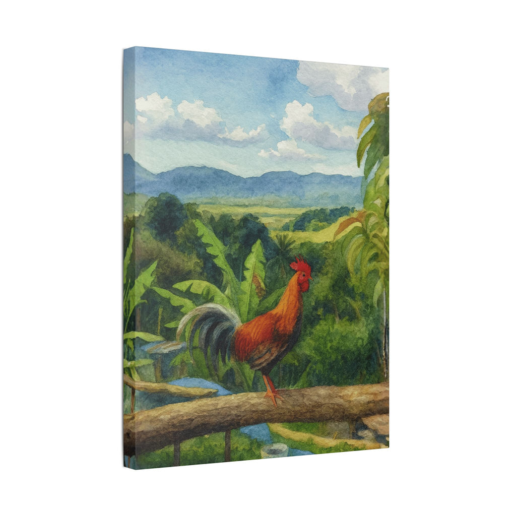 These Puerto Rico inspired Rooster Morning Landscape Canvas