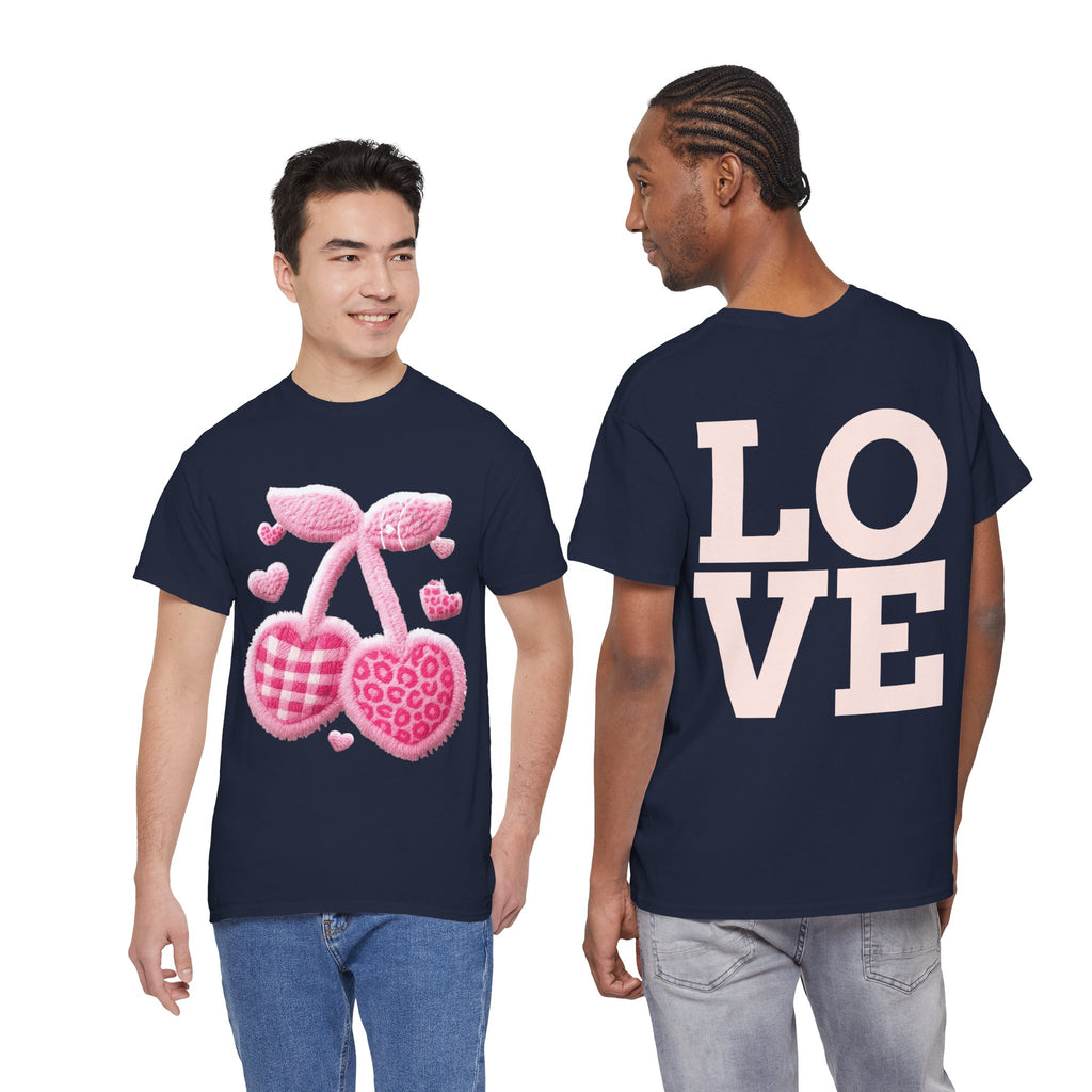 Pink Heart Cherries Tee  LOVE Graphic Valentine T-Shirt