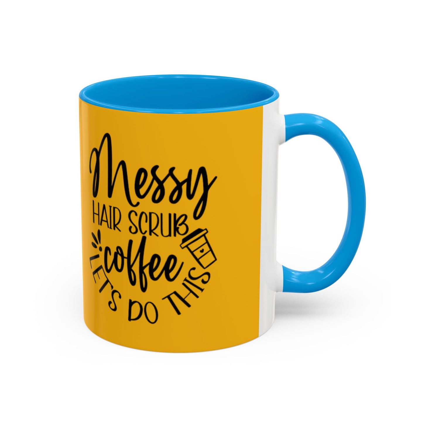 Holiday Coffee Cups with Festive Quotes & Designs Messy Hair Coffee Mug - Fun Yellow Ceramic Cup for Coffee Lovers