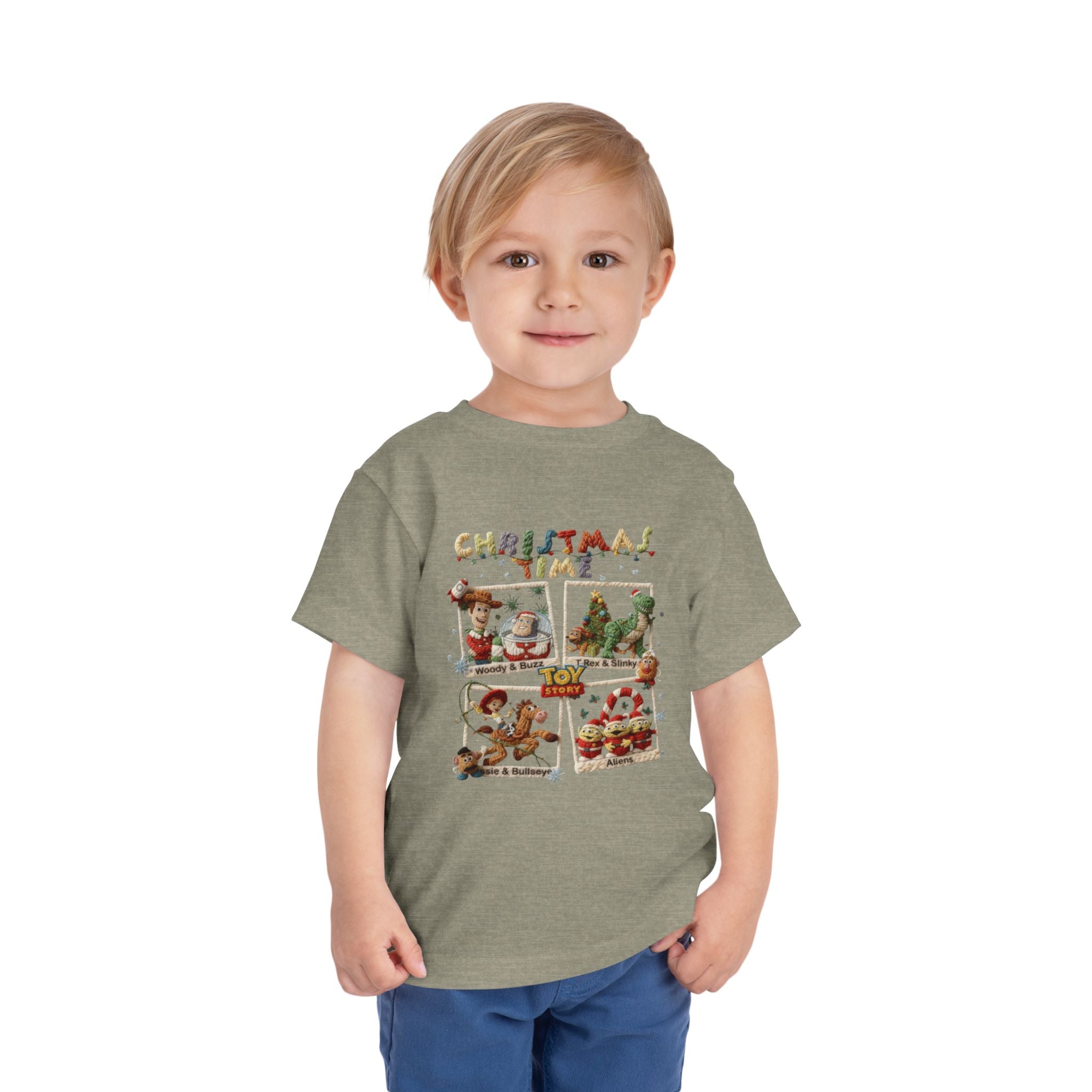 Christmas Time Toddler Tee  Cute Holiday Toy & Santa Print