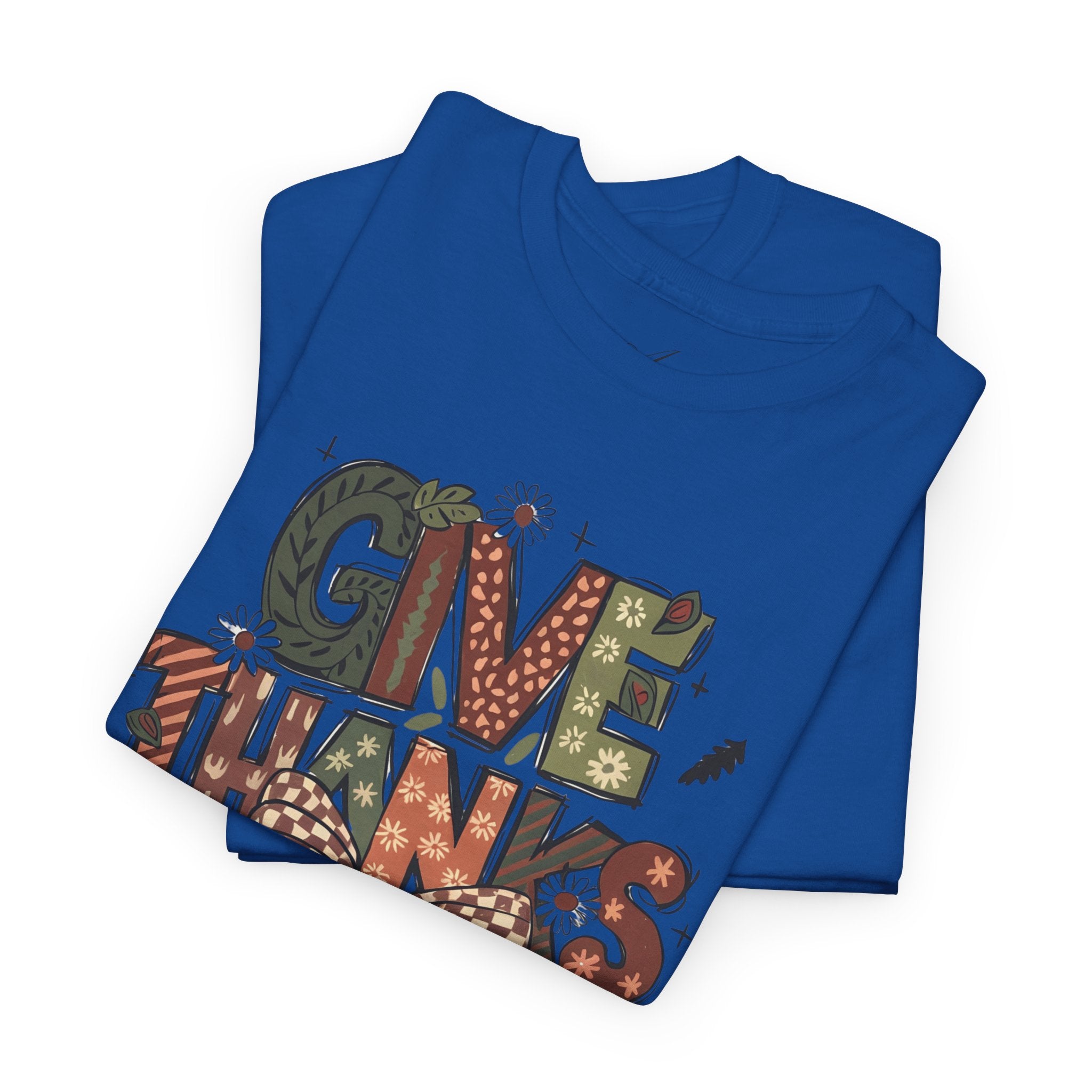 Give Thanks Tee Thanksgiving Graphic T-Shirt with Rustic Bow Design