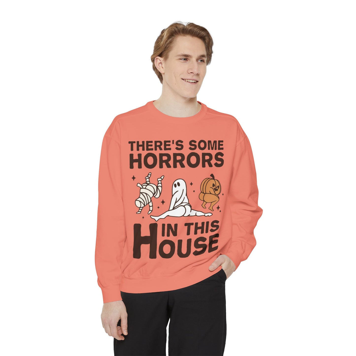Halloween Themed Unisex Sweatshirt - Fun Ghosts & Mummy Design for Fall, Cozy Casual Wear, Halloween Party, Gift for Friends, Autumn Vibes