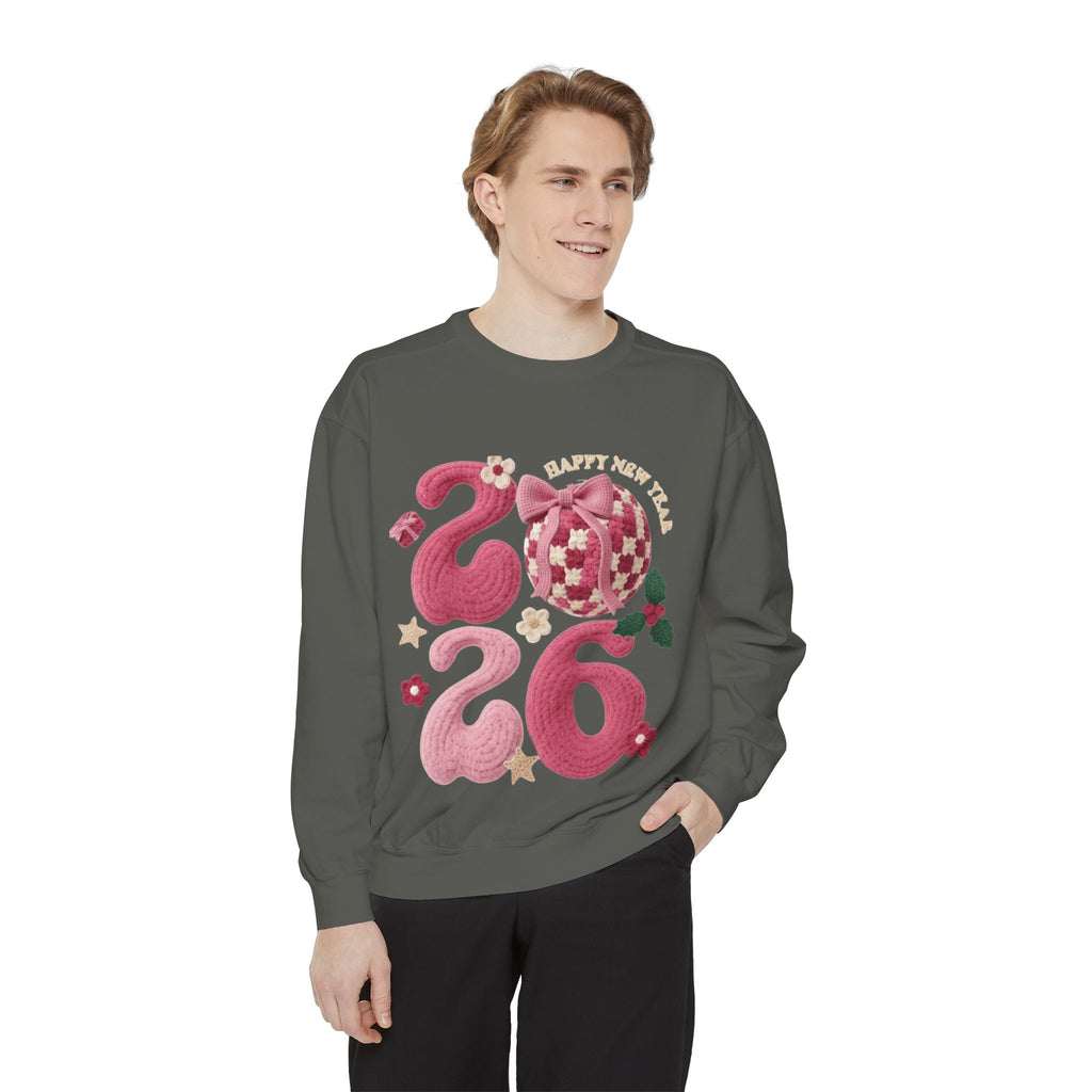 Happy New Year 2026 Sweater  Pink Festive Graphic Sweatshirt
