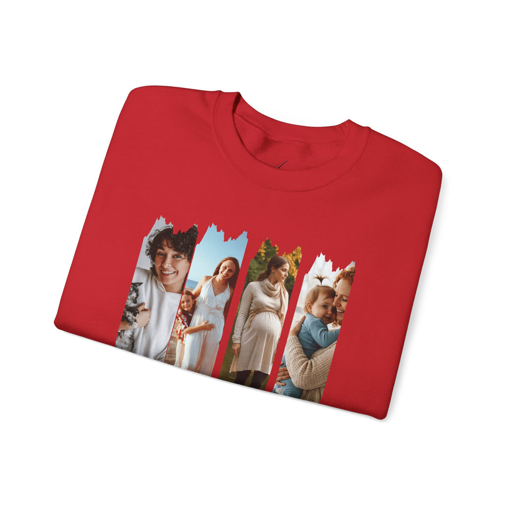 Mama Photo Collage Sweatshirt — "MAMA: clothed in strength & dignity" Sleeve Script