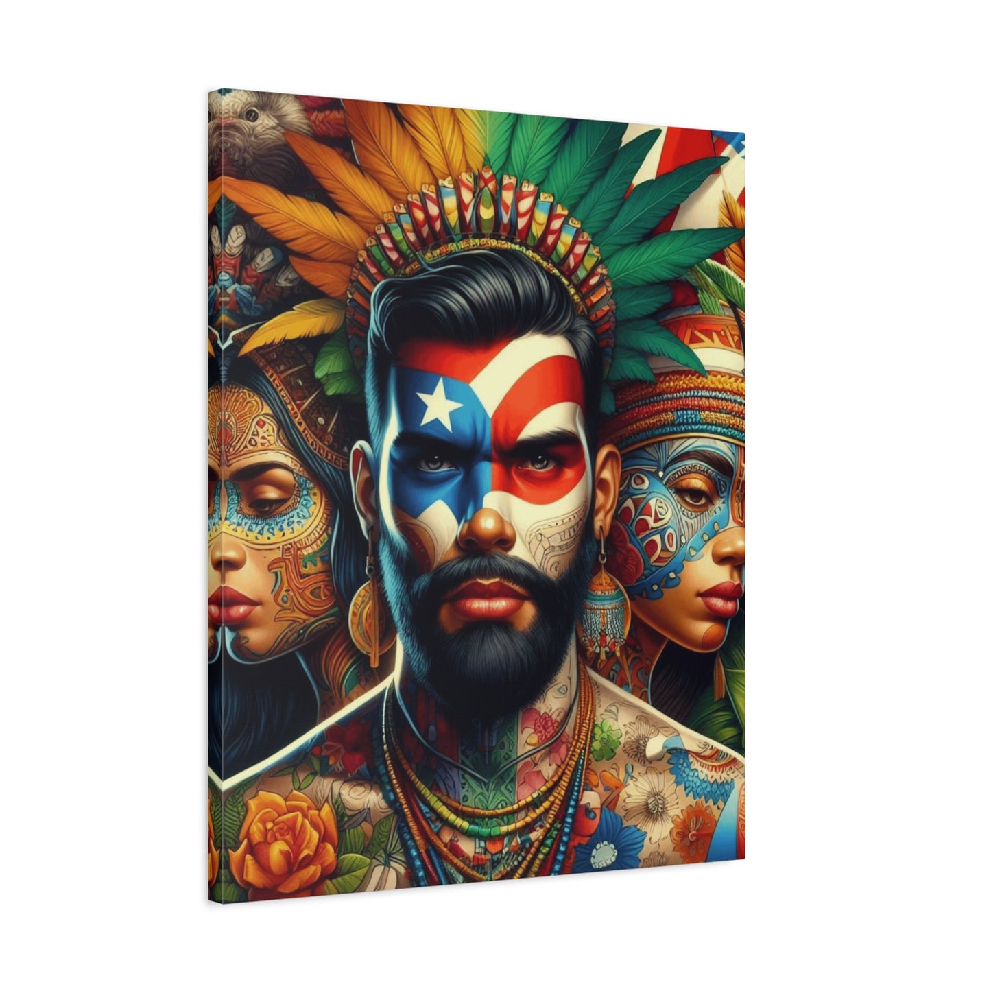 La Isla del Encanto Taíno Symbol Design Vibrant Cultural Art Canvas Print, Wall Decor, Home Decoration, Unique Artwork, Bohemian Style, Gift for Art Lovers