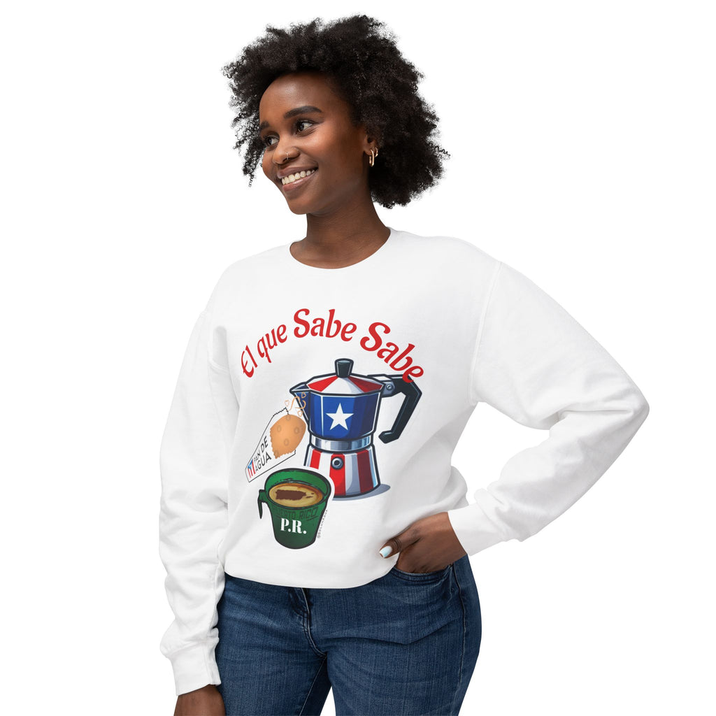 Crewneck Sweatshirt — "El que Sabe Sabe" Puerto Rico Coffee Design