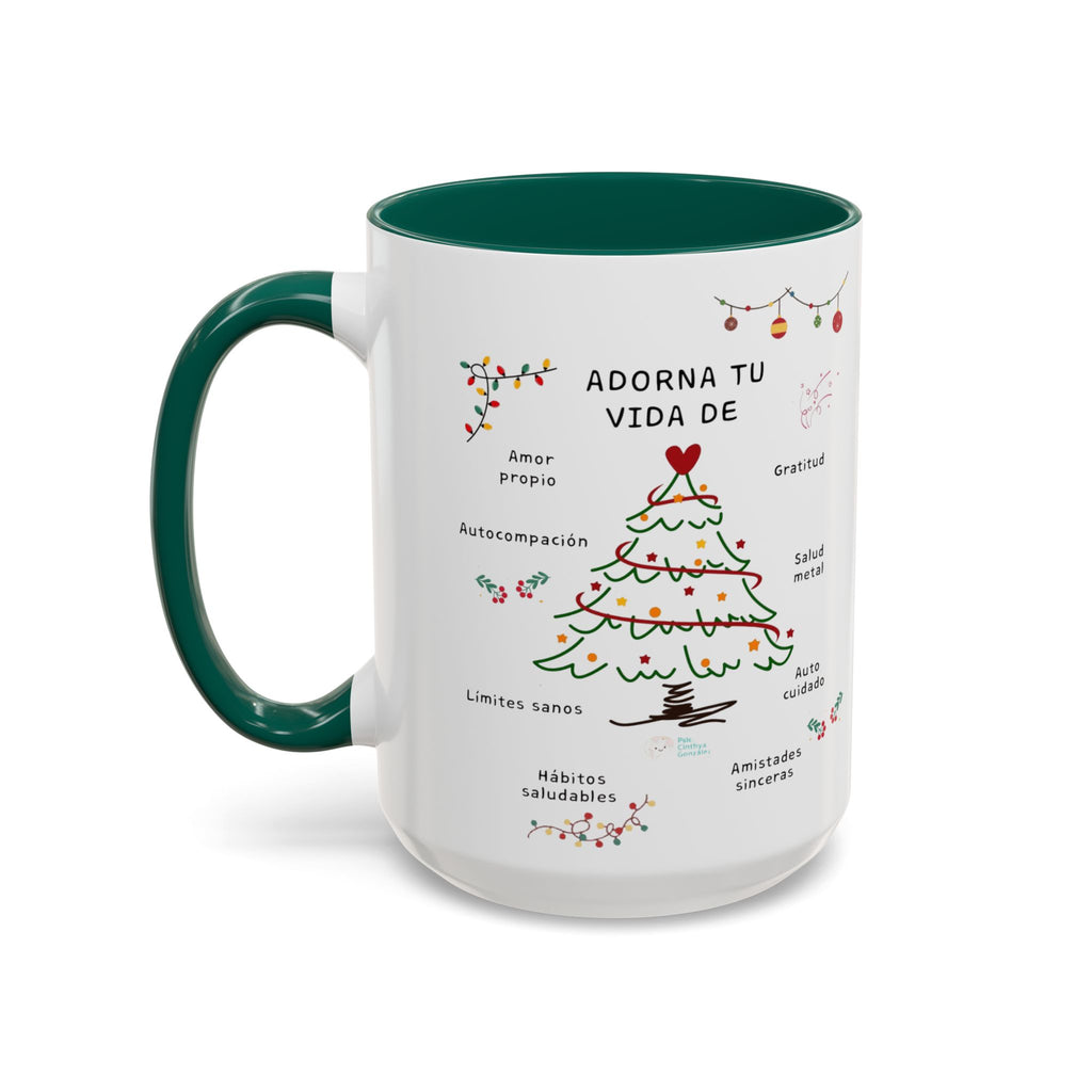 Mug — 'Adorna Tu Vida' Christmas Tree Spanish Holiday Coffee Mug (11oz/15oz)