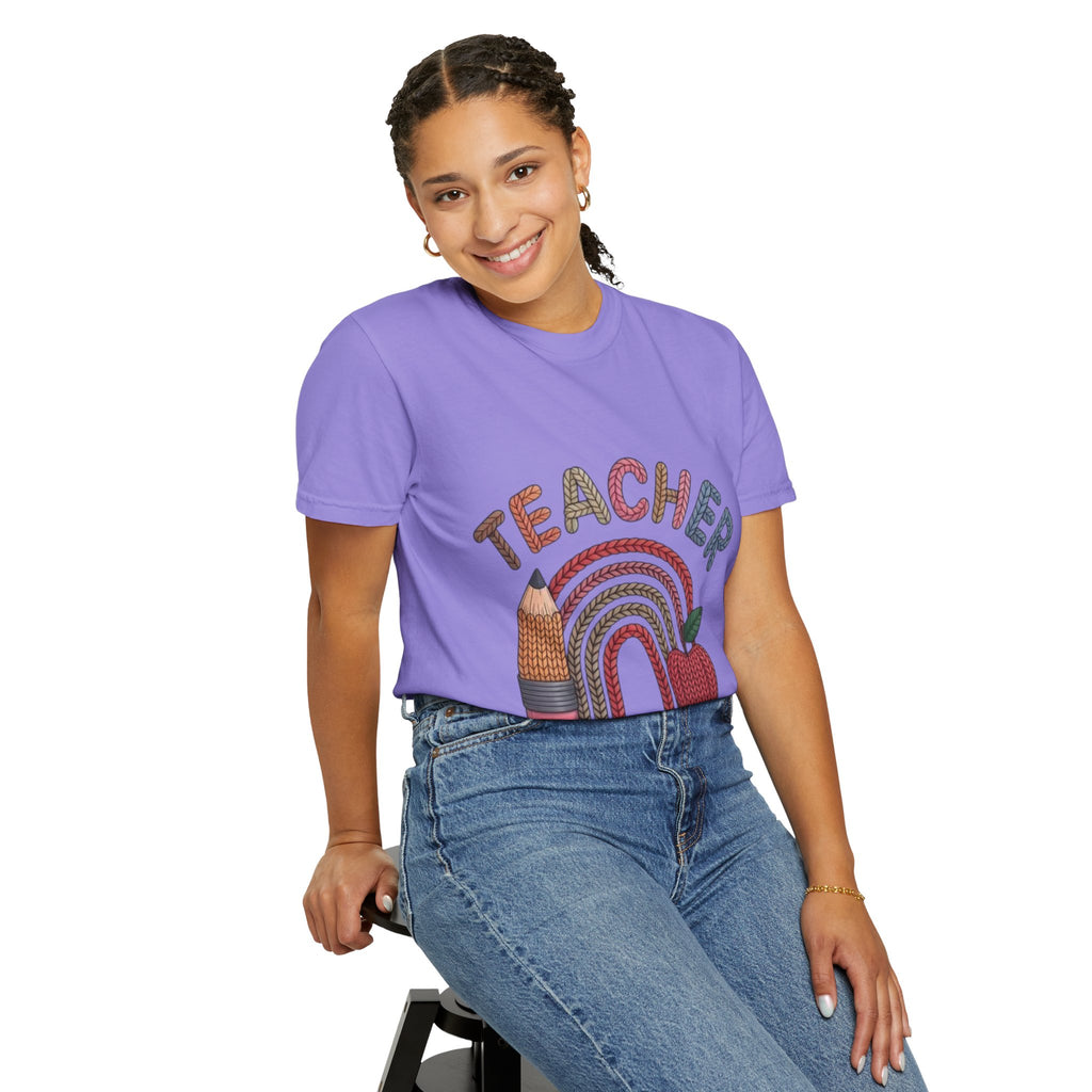 Teacher Rainbow Pencil & Apple T-Shirt — Back-to-School Gift for Educators