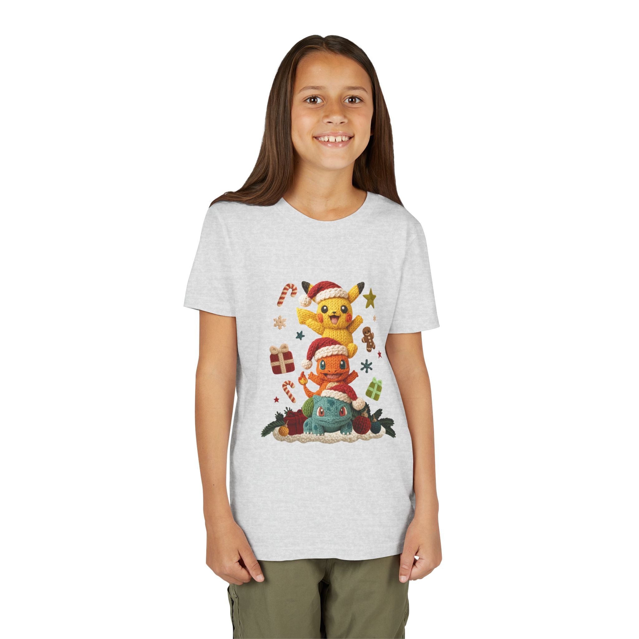 Kids Holiday Tee  Cute Stacked cartoon Characters Christmas Design