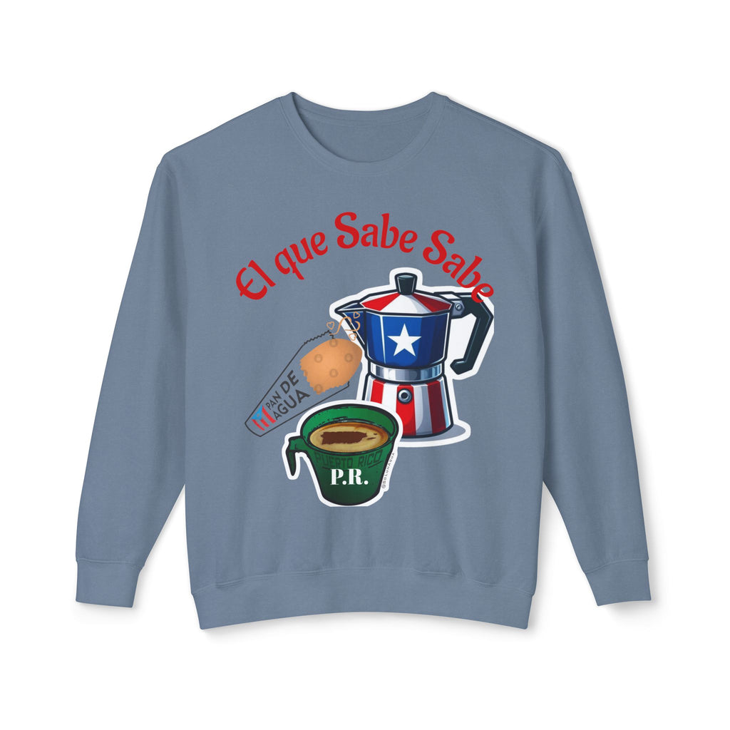 Crewneck Sweatshirt — "El que Sabe Sabe" Puerto Rico Coffee Design