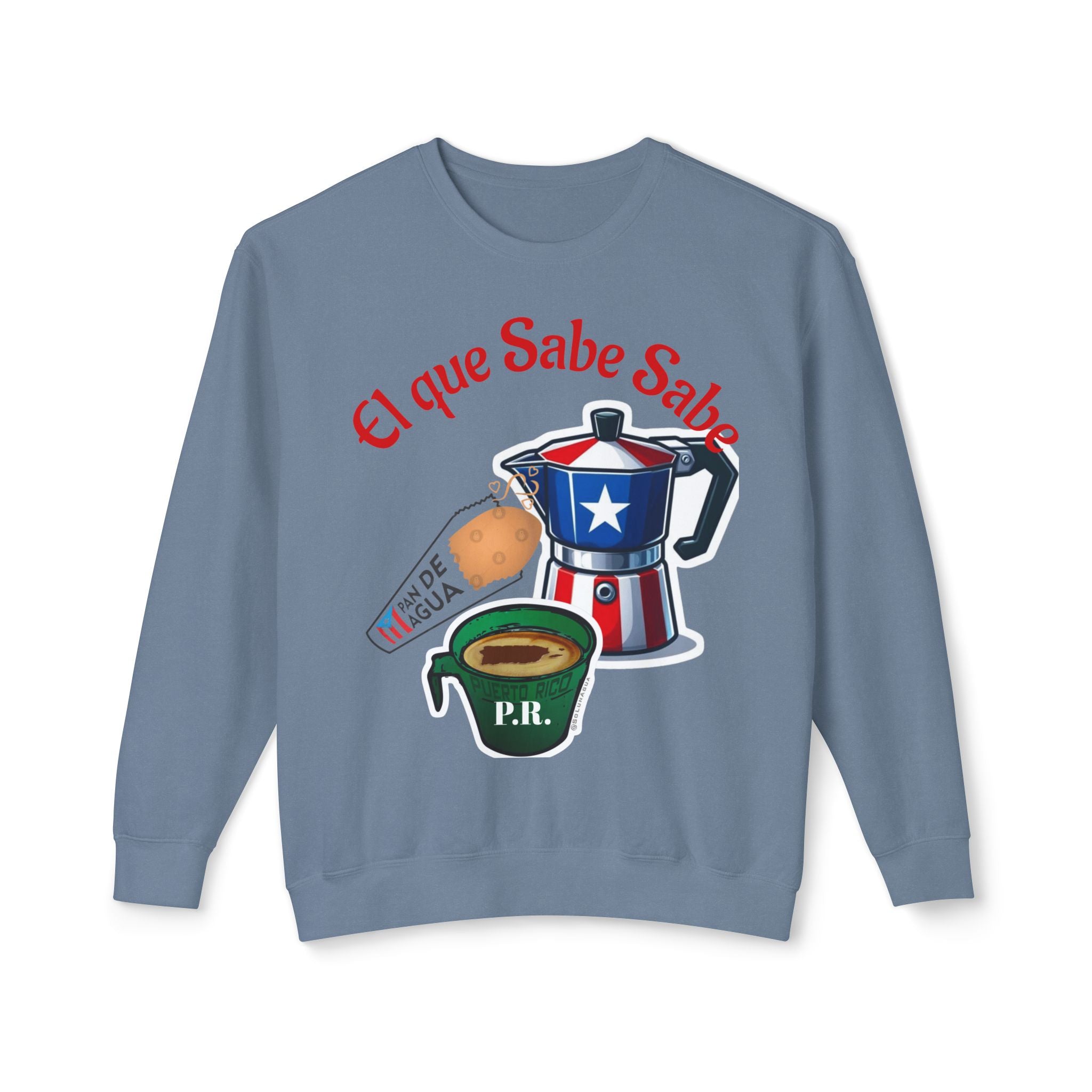 Crewneck Sweatshirt — "El que Sabe Sabe" Puerto Rico Coffee Design