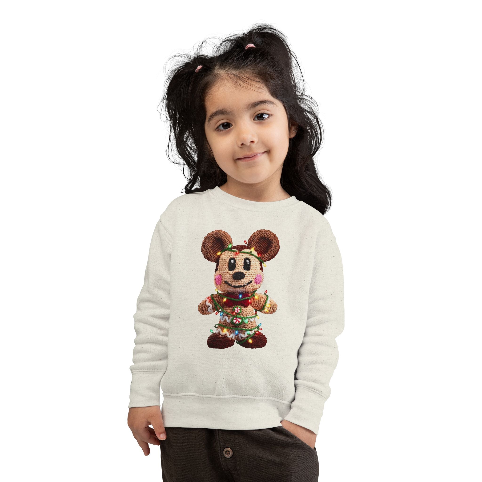 Holiday Plush Bear Toddler Sweatshirt  Festive Lights & Wreath Design