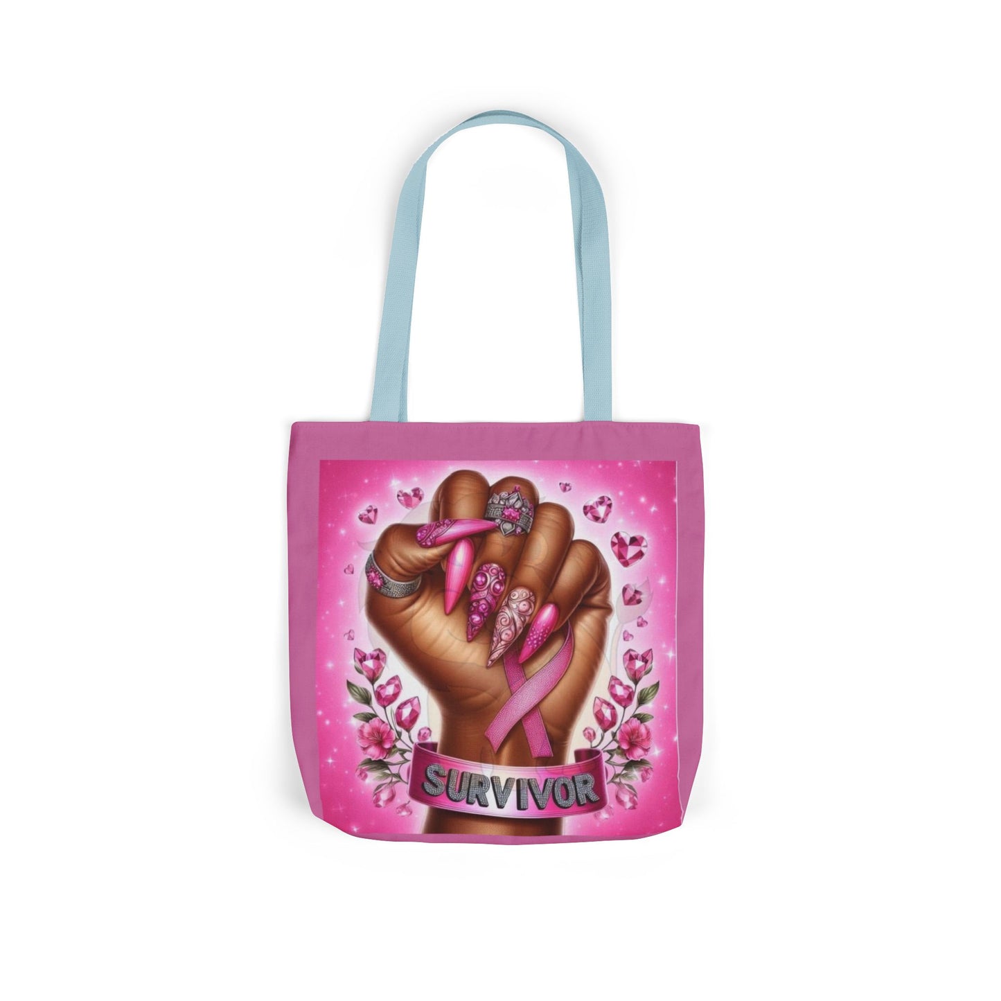 Breast Cancer Survivor Tote Bag  Pink Ribbon Empowerment Canvas Tote