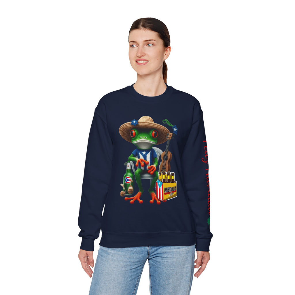 Frog Coqui Crewneck Sweatshirt – Coquito y Medalla Puerto Rican Vibes
