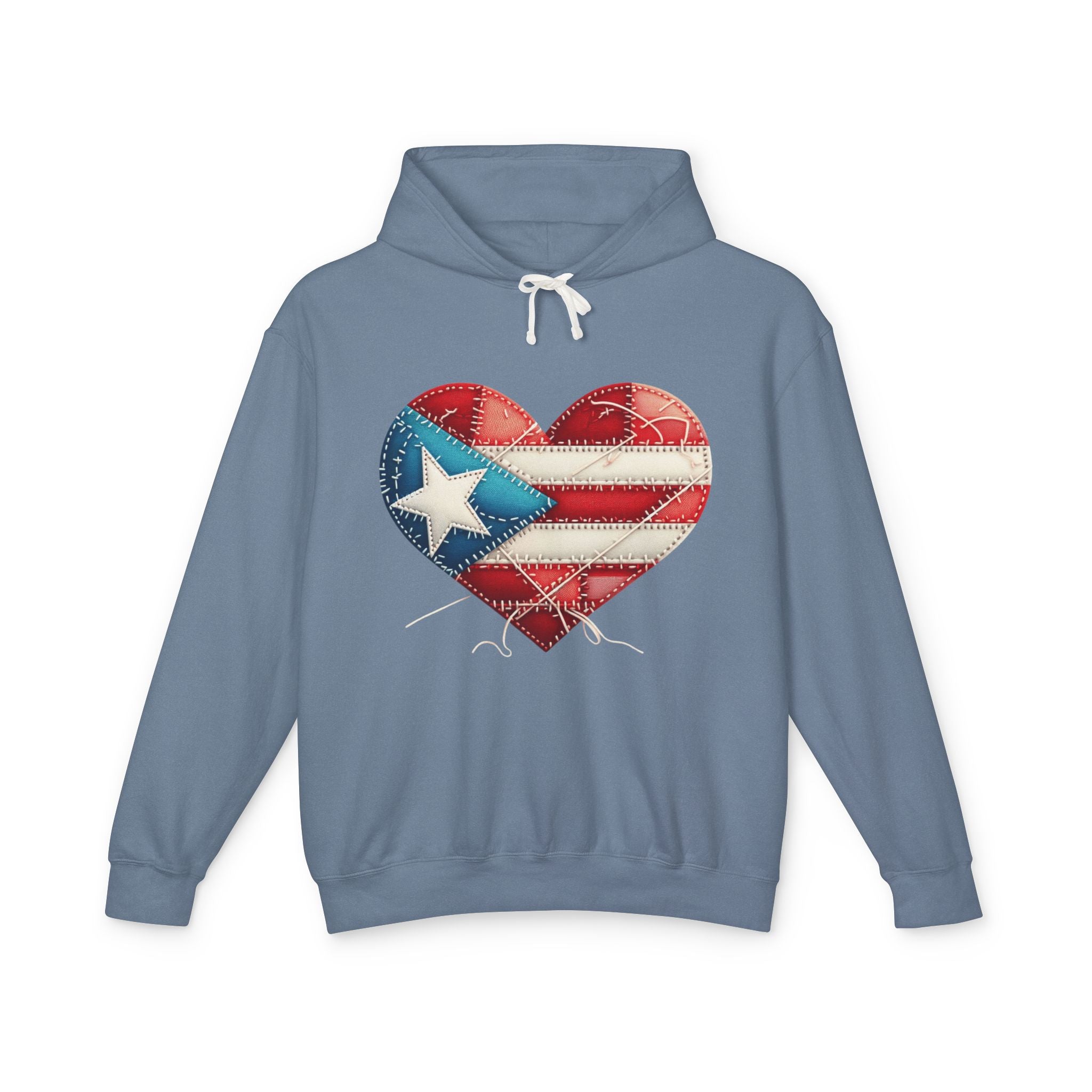 Puerto Rico Heart Flag Hoodie  "Jíbaro" Back Graphic
