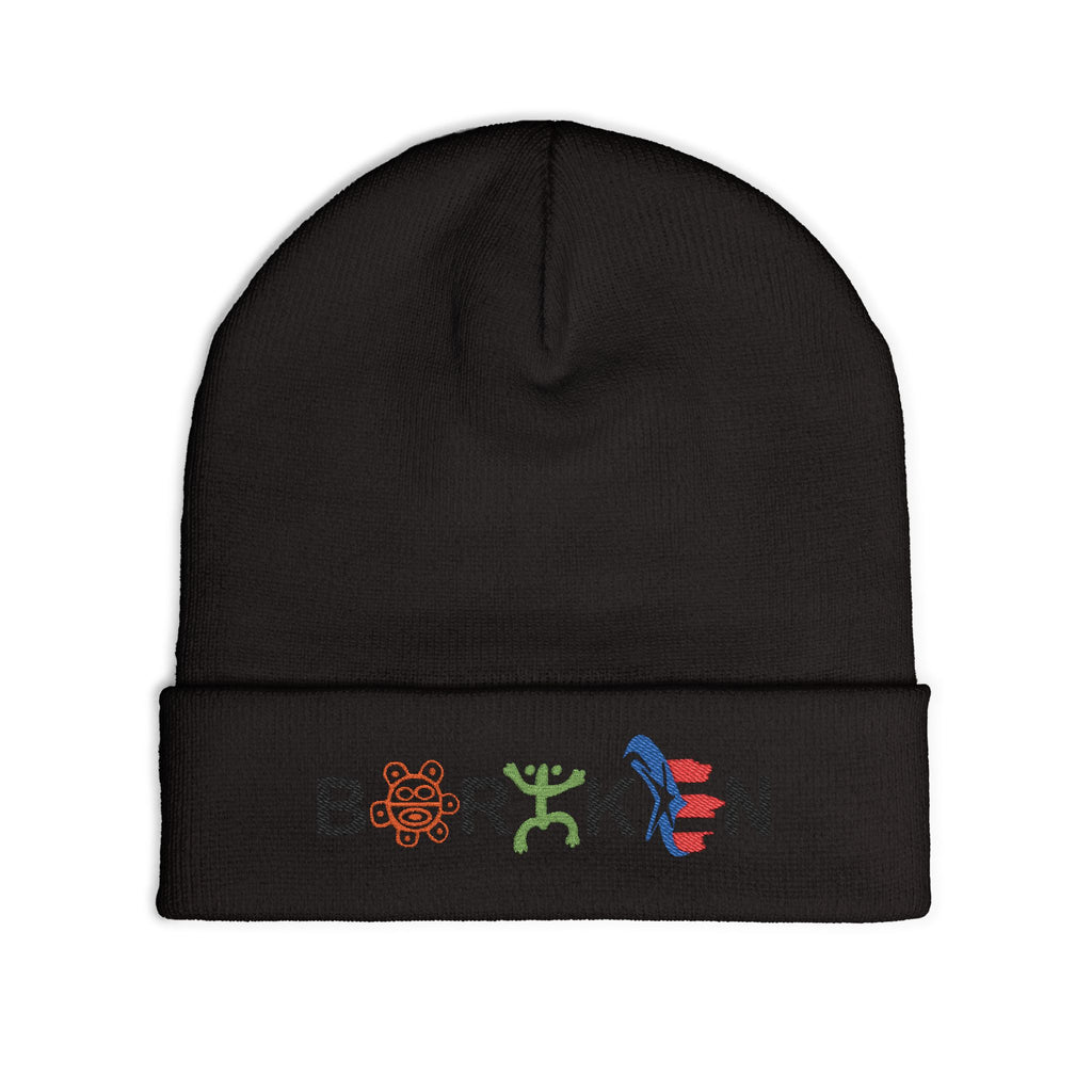 Boricua Winter Beanie – Puerto Rico Pride Knit Hat — Colorful Borough Icon Letters