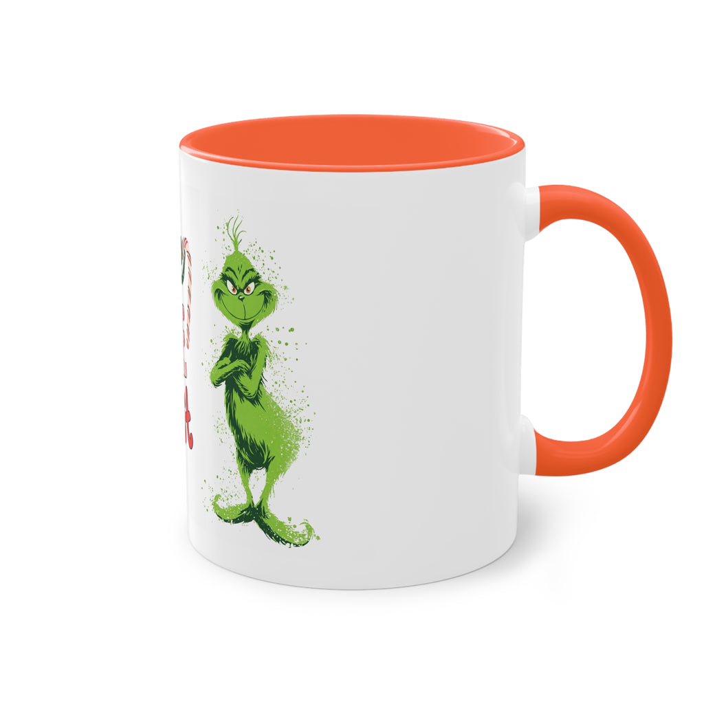 Cute Grinch Two-Tone Coffee Mug - Perfect for Holiday Cheer! Christmas Mugs Collection