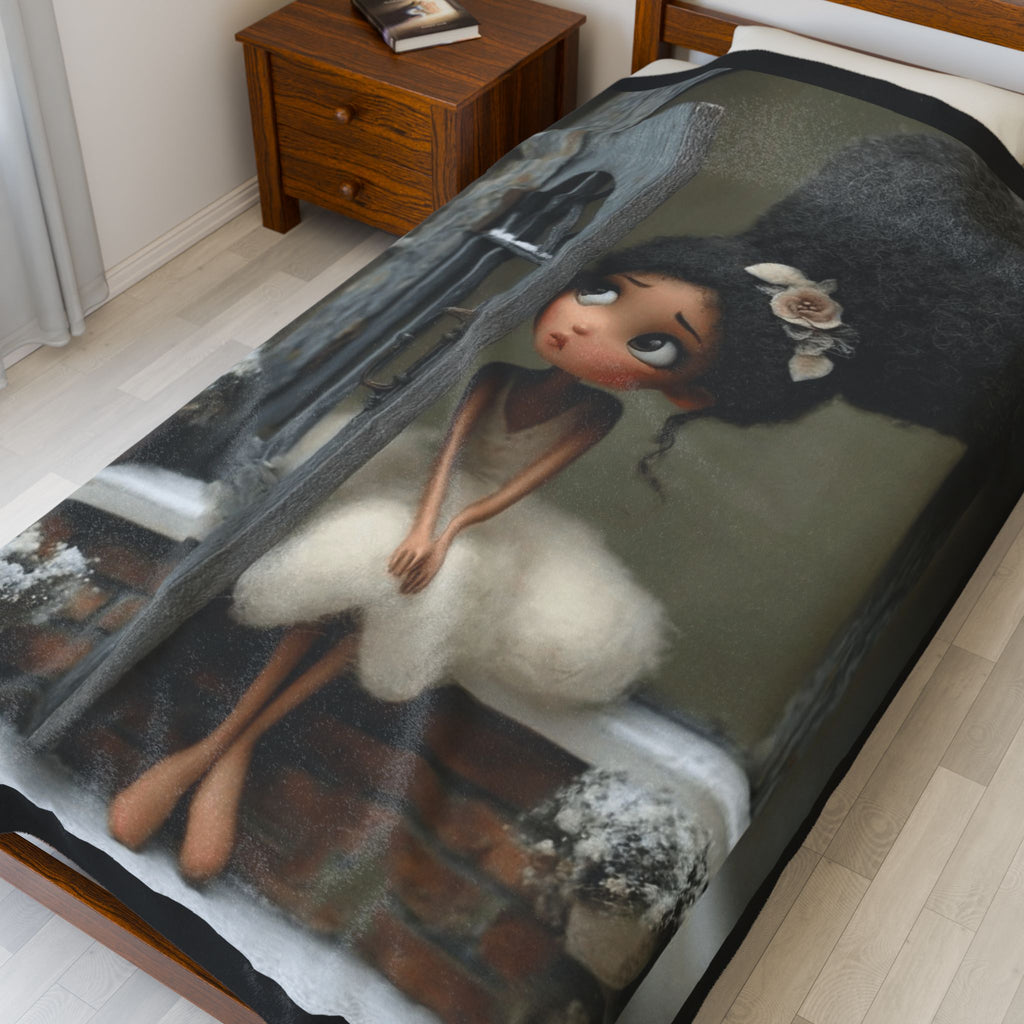 Cute Cozy Plush Blanket — Whimsical Ballerina Girl Velveteen Throw