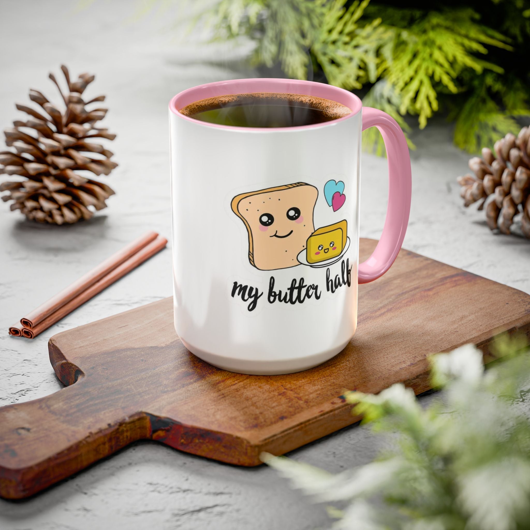 Motivational & Funny Quote Mugs Uplifting Coffee Cup Gifts Cute Foodie Relationship Mug My Butter Half Design, Colorful 11oz & 15oz