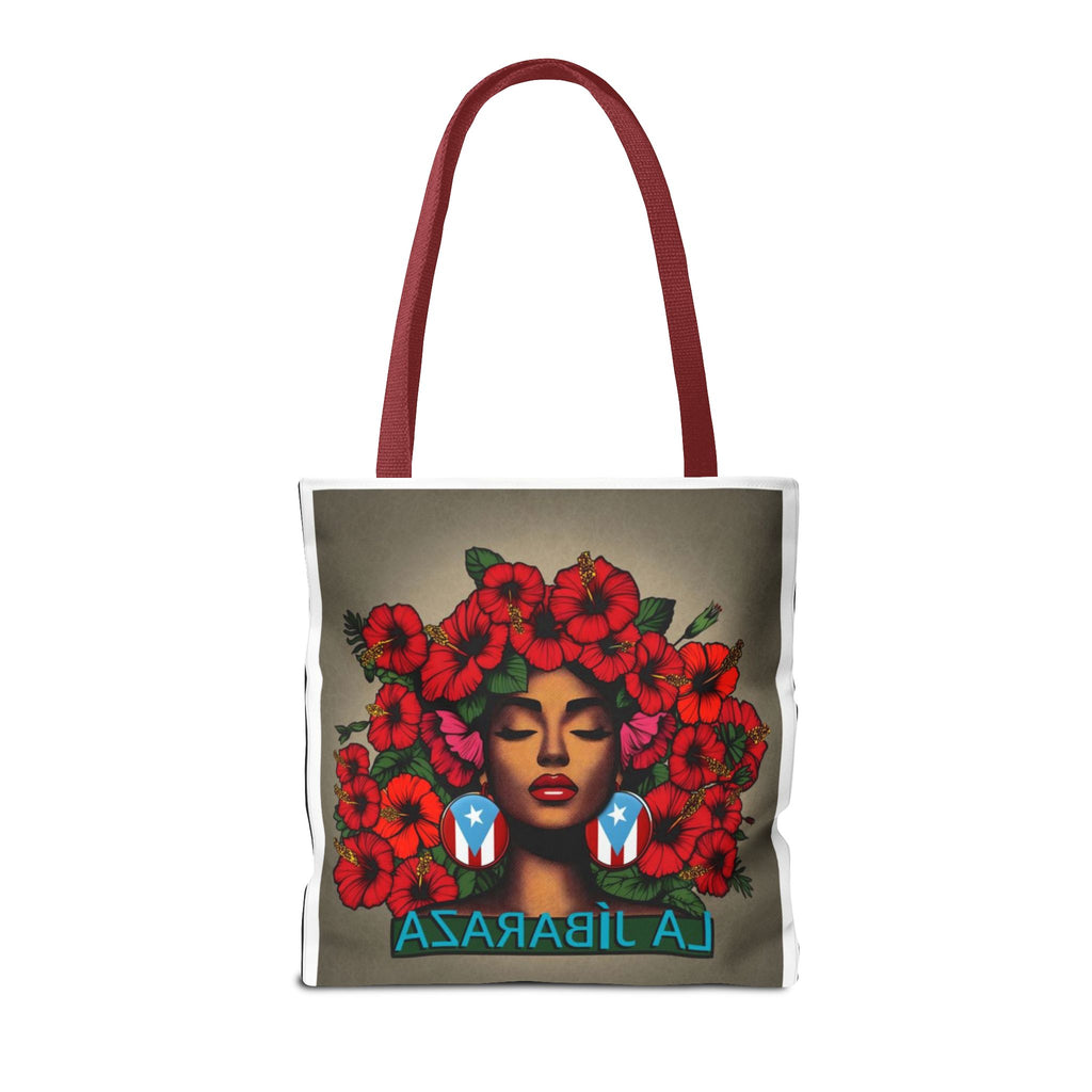 La Jíbara Tote Bag — Puerto Rican Floral Portrait Canvas Tote Puerto Rico Christmas Tote