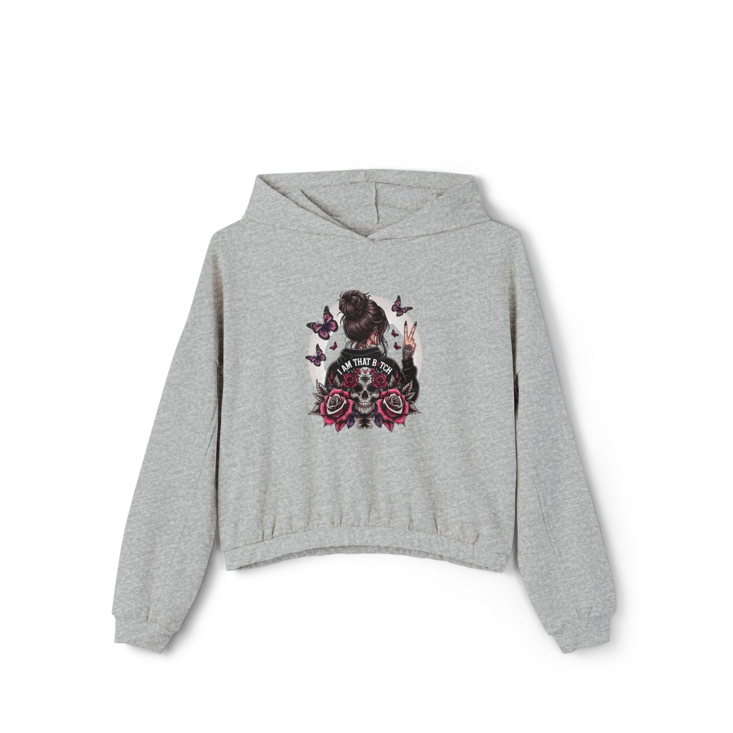 Too Cool to Be Cold” Funny SweaterStylish Women's Cinched Bottom Hoodie with Floral Design, Cozy Hoodie, Casual Fashion, Gift for Her, Everyday Wear