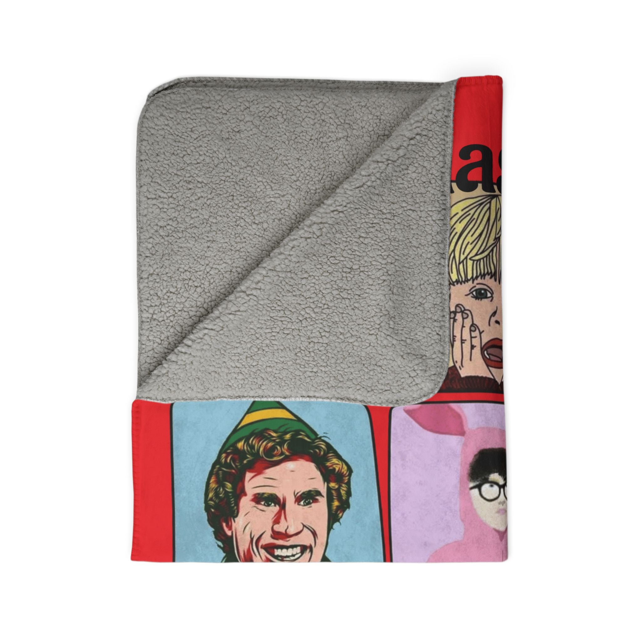 Christmas Legend Fleece Sherpa Blanket Happy Holidays Retro Characters including Benito from Puerto Rico