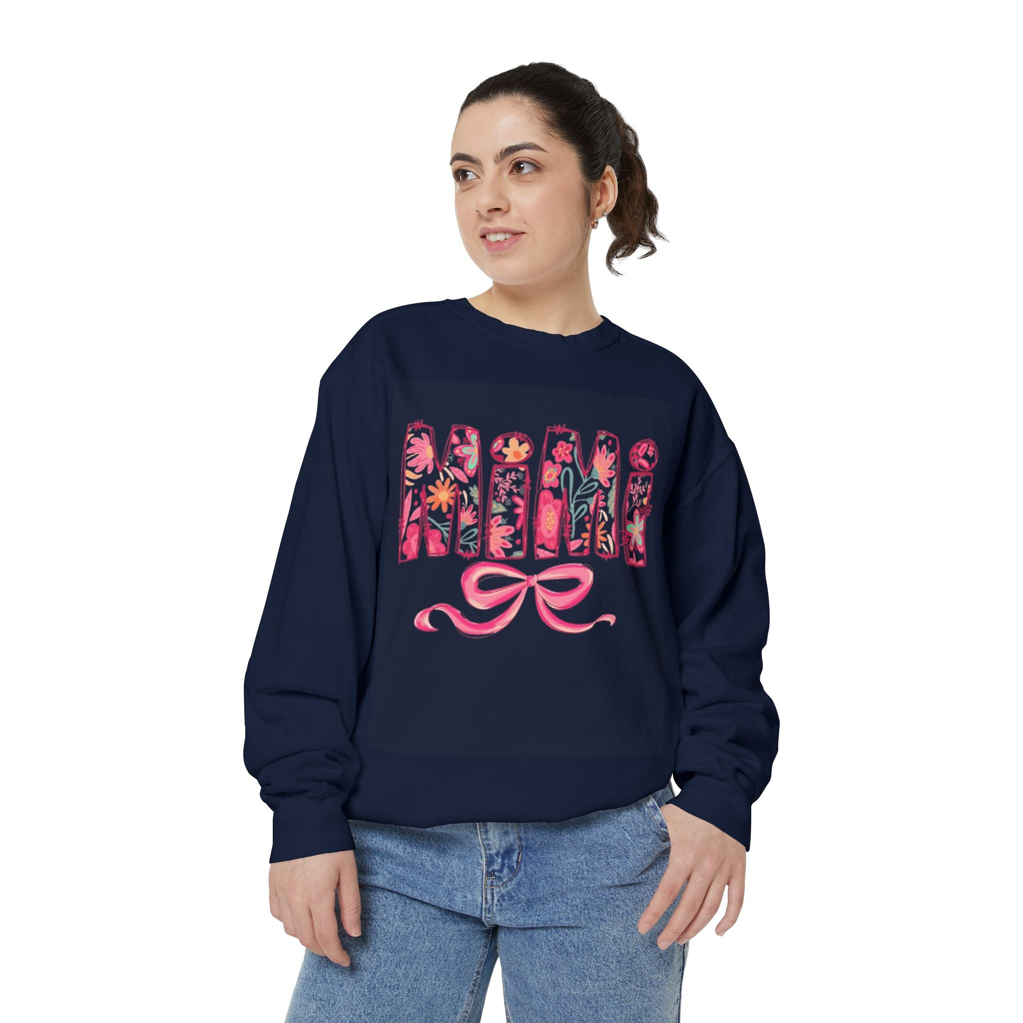 Mama Floral Sweatshirt  Pink Floral 'MAMA' Design with Bow