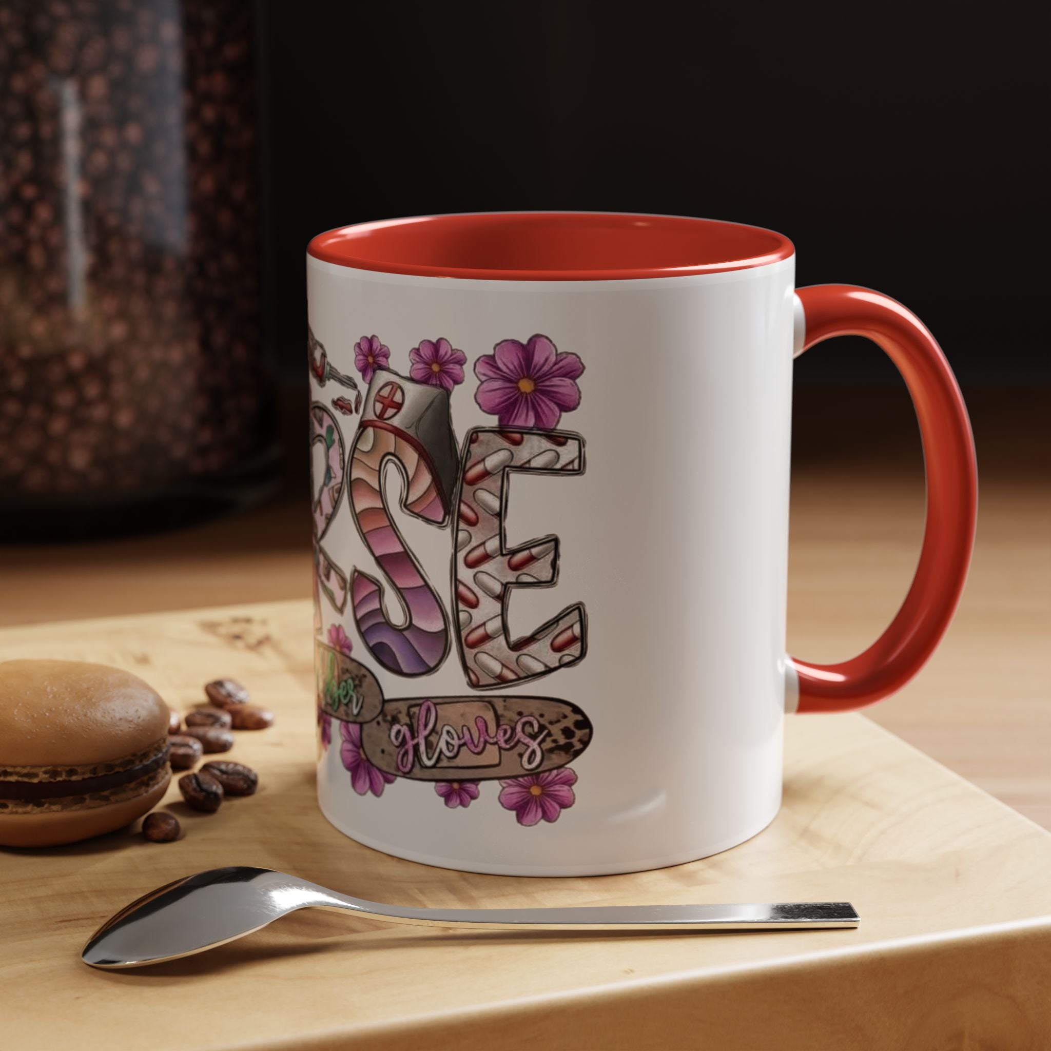 Nurse Love Coffee Mug  Cute Floral Medical Stethoscope & Syringe Design (11/15oz) Medical Christmas Mug