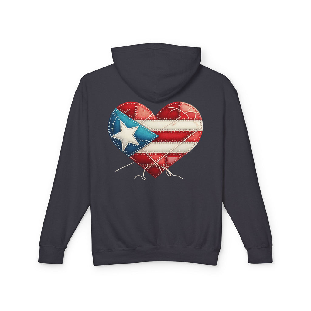 Jíbara Hoodie — Puerto Rican Heart Flag Lightweight Hooded Sweatshirt