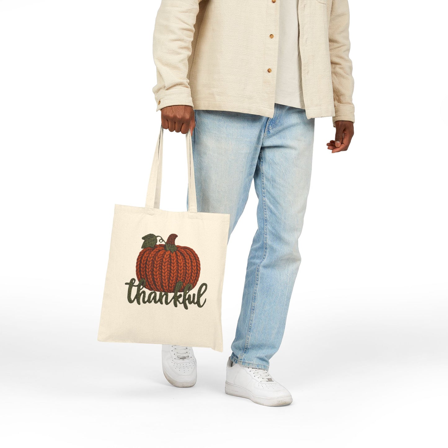 Thankful Pumpkin Tote Bag Christmas Tote Bag  Festive Holiday Design