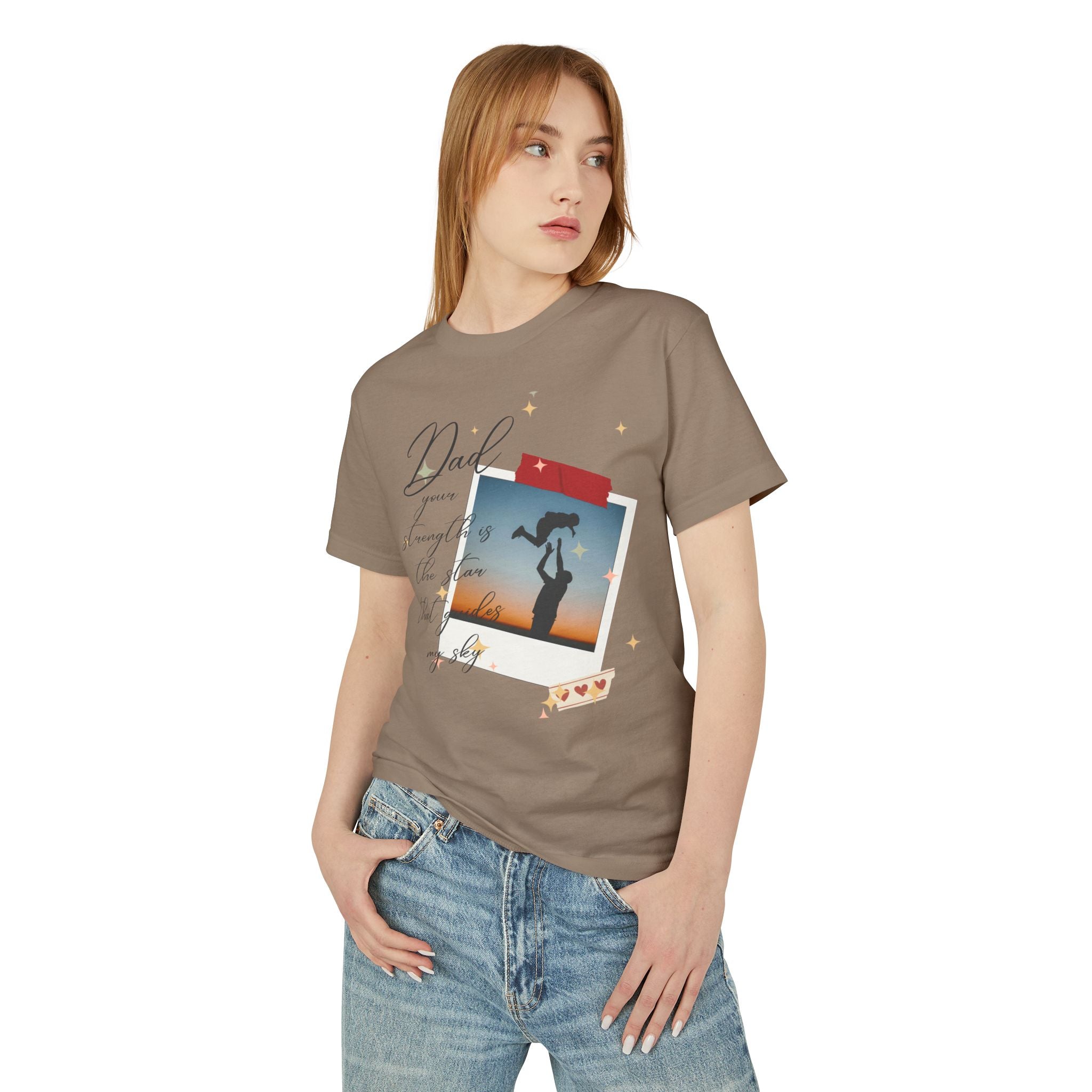 Dad & Daughter Sunset Photo Tee — "Dad, you're stronger than the storm"