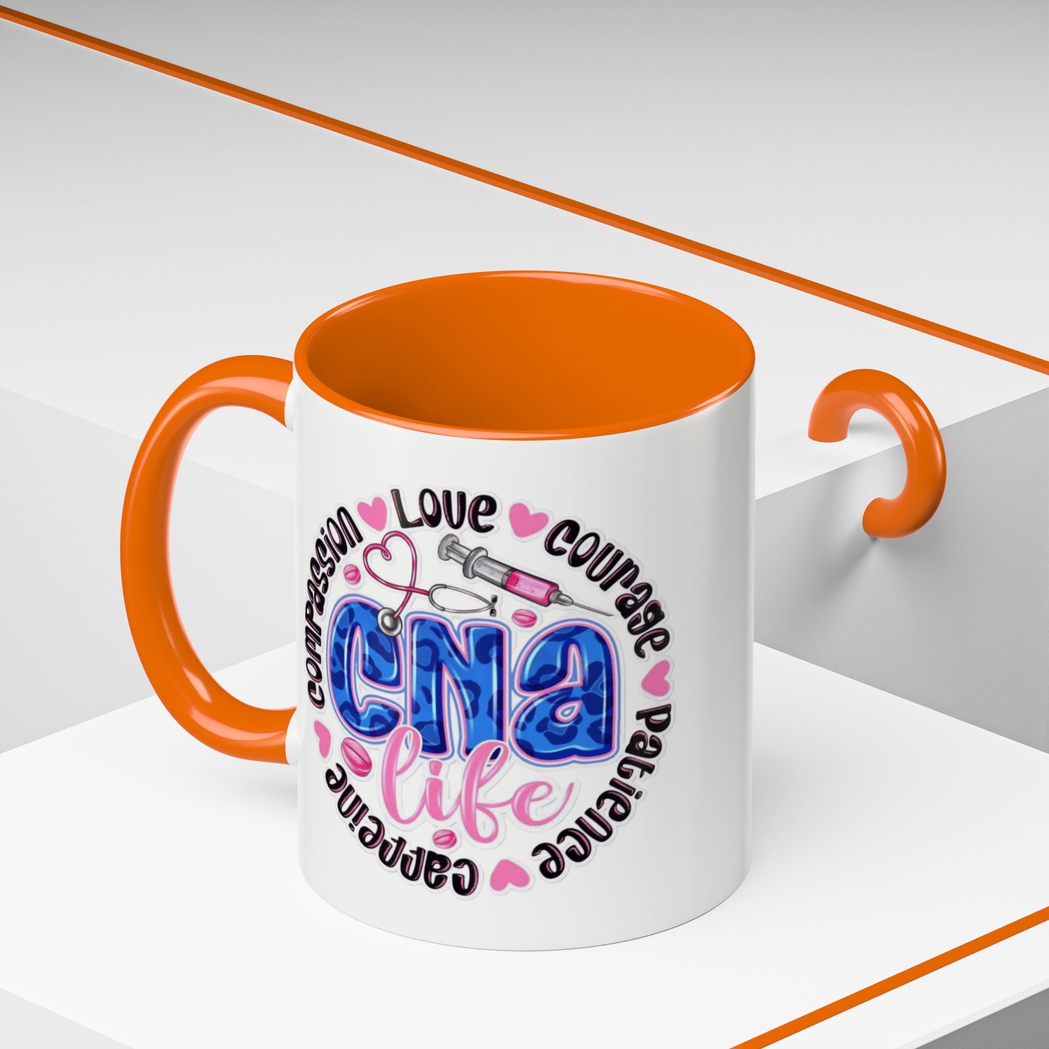 CNA Life Coffee Mug — Compassion, Courage & Patience Accent Mug (11/15oz) Medical Christmas Mug