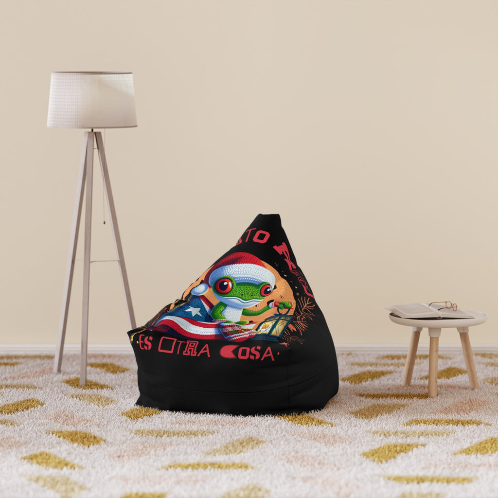 Cute Coqui Holiday Graphic with Puerto Rico ‘Es Otra Cosa’ Accent Bean Bag Chair Cover