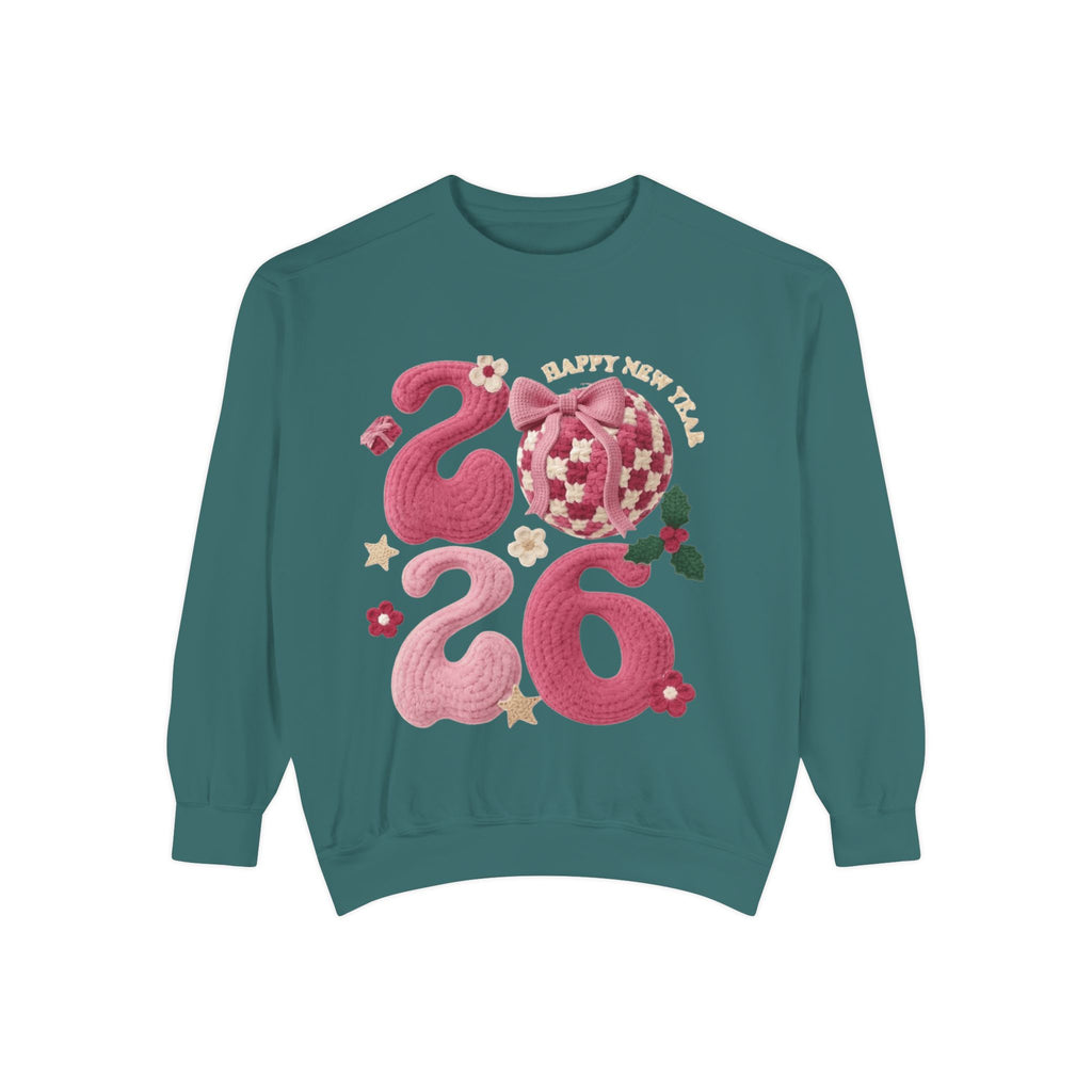 Happy New Year 2026 Sweater  Pink Festive Graphic Sweatshirt