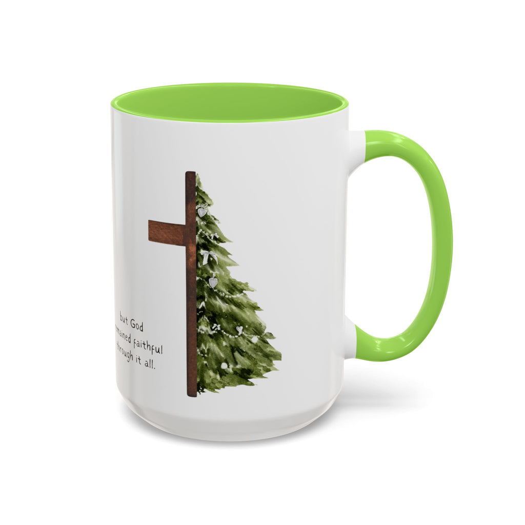 Christian Cross & Pine Tree Mug — Faith Reminder Coffee Cup (11oz/15oz)
