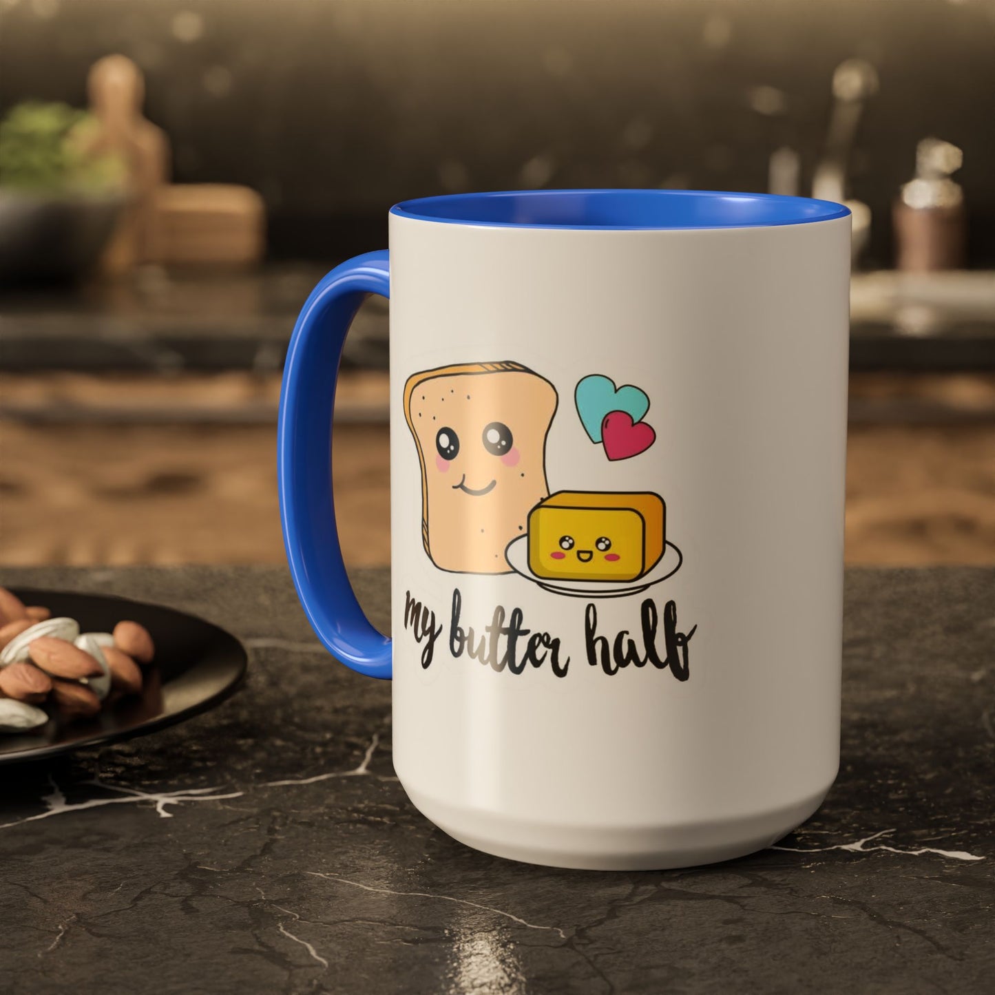 Motivational & Funny Quote Mugs Uplifting Coffee Cup Gifts Cute Foodie Relationship Mug My Butter Half Design, Colorful 11oz & 15oz