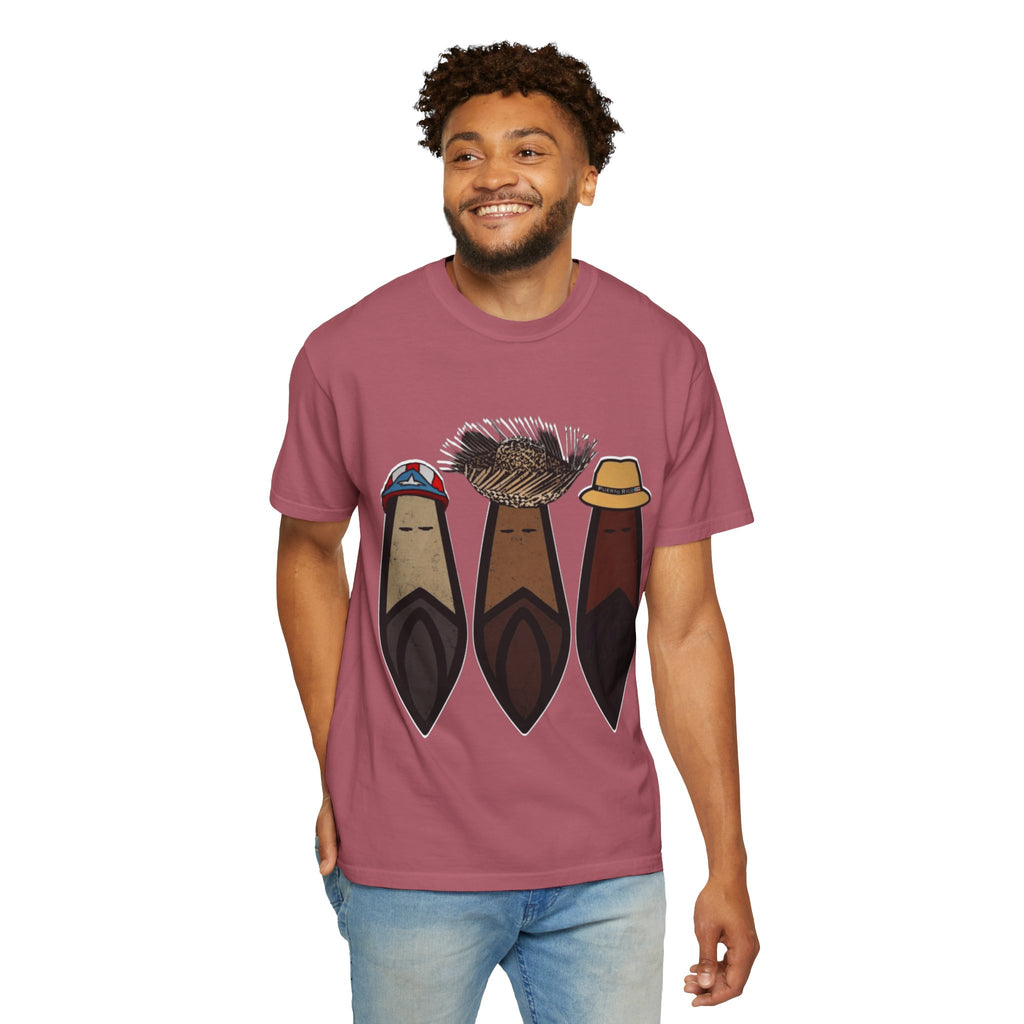 Puerto Rican Batey Cabin T-Shirt  Three Masks & Rustic House Graphic Tee Puerto Rico Navidades