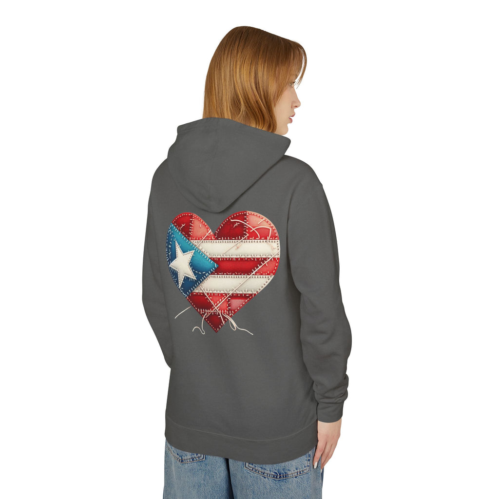 Jíbara Hoodie — Puerto Rican Heart Flag Lightweight Hooded Sweatshirt