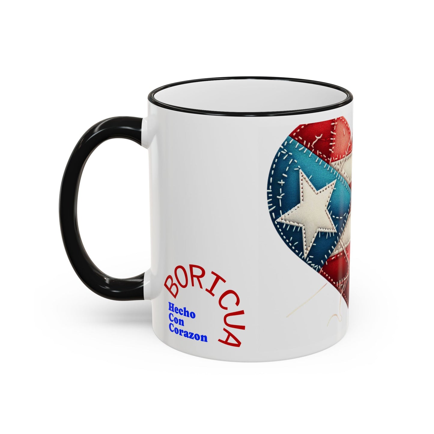 Puerto Rico Flag Heart Accent Rim Mug — Patriotic Coffee Cup (11oz/15oz)