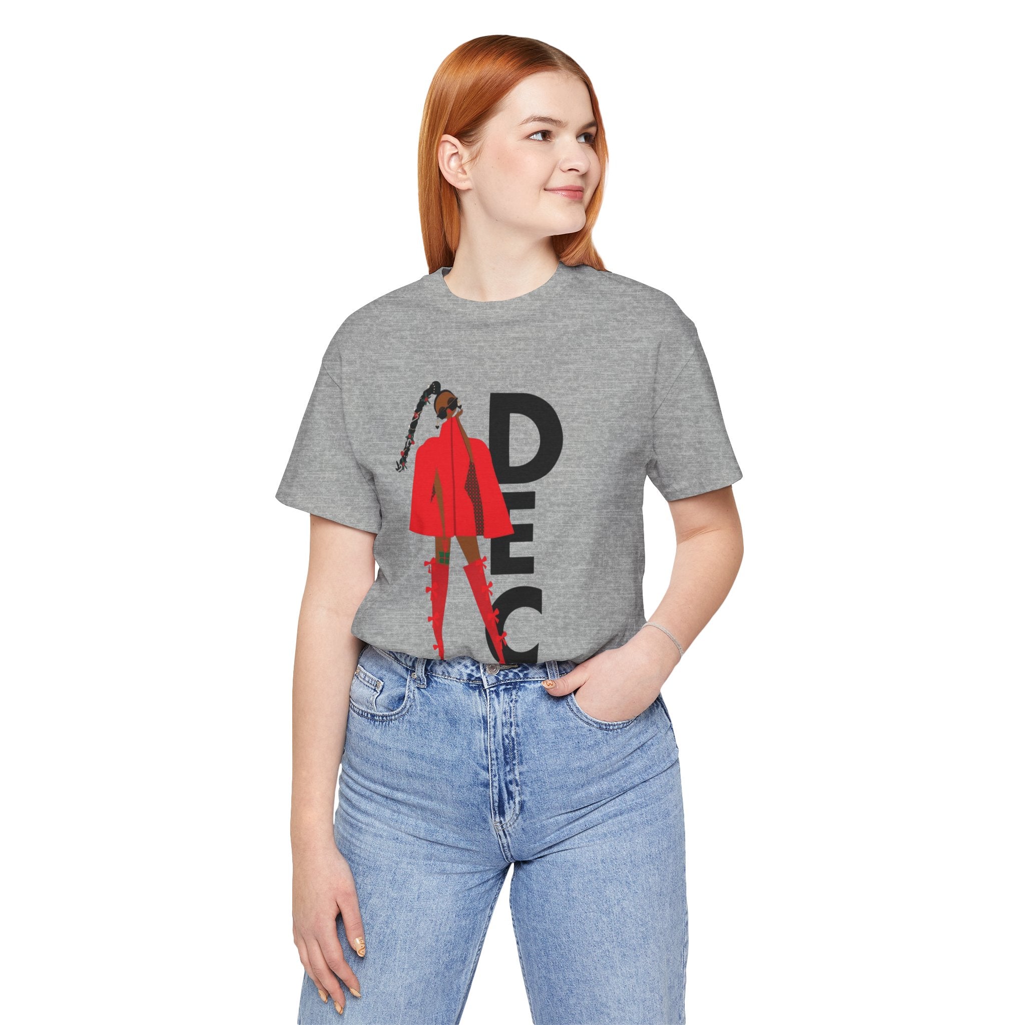 December Fashion Tee  Red Coat Model Graphic Shirt