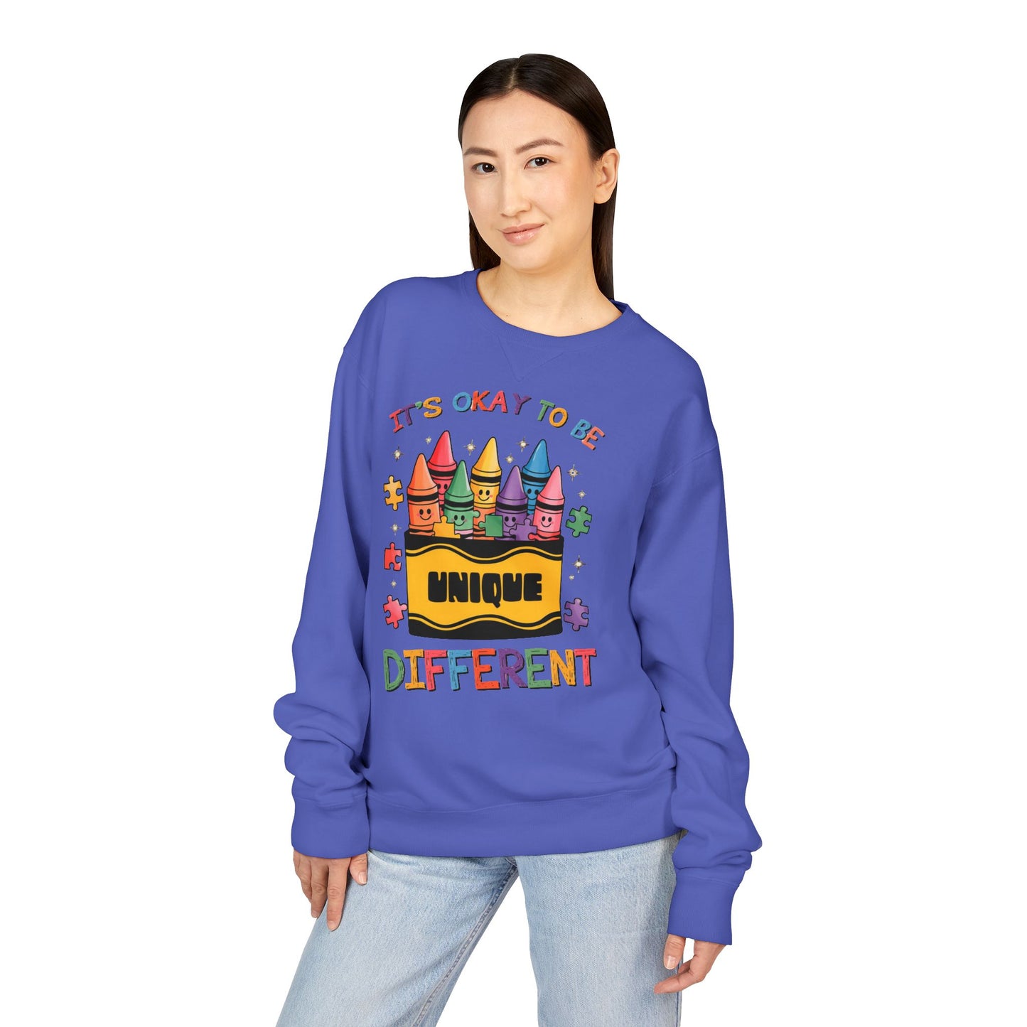 Autism Awareness & Pride Collection Unique & Different Crewneck Sweatshirt - Unisex ComfortWash®